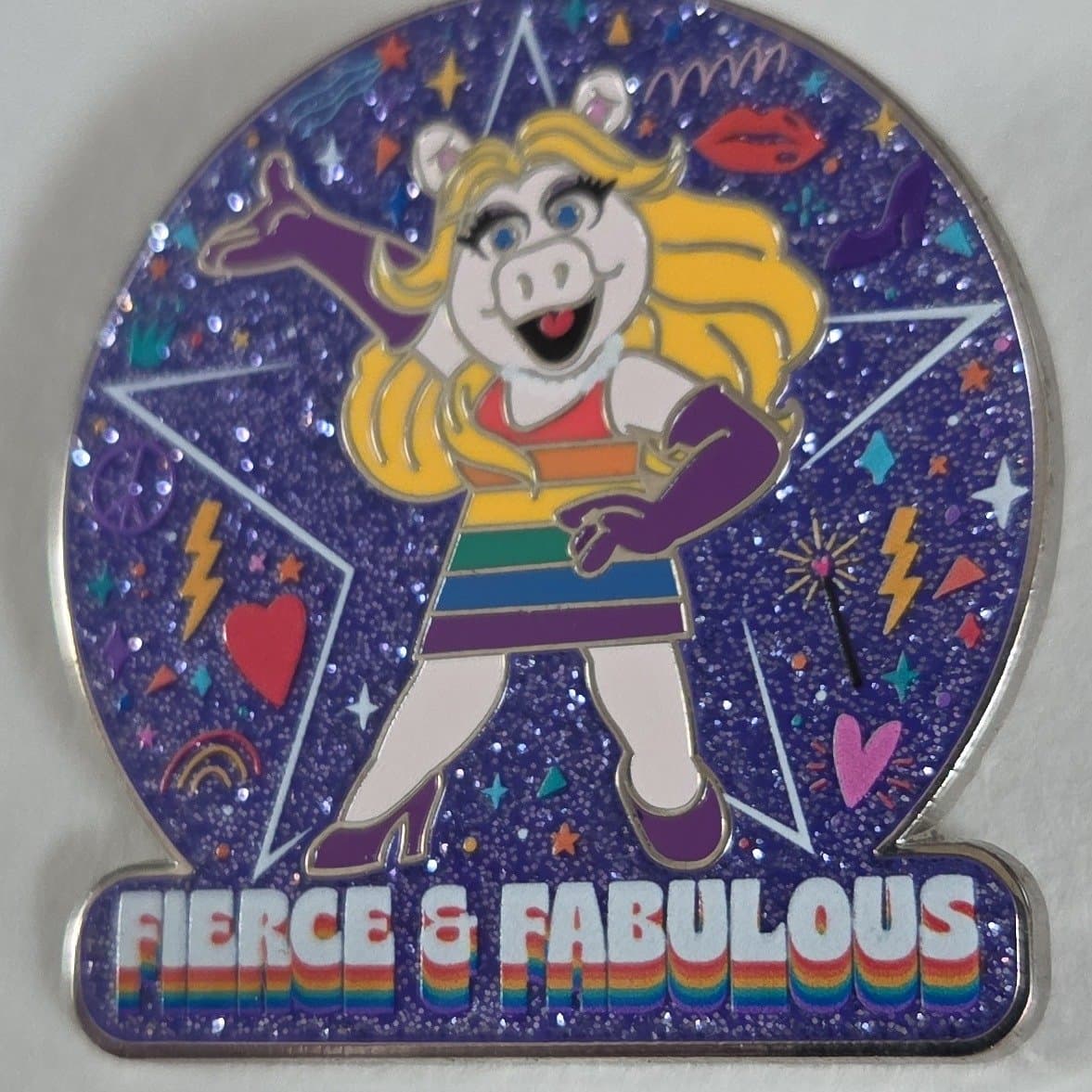 Miss Piggy Fierce & Fabulous Pin front