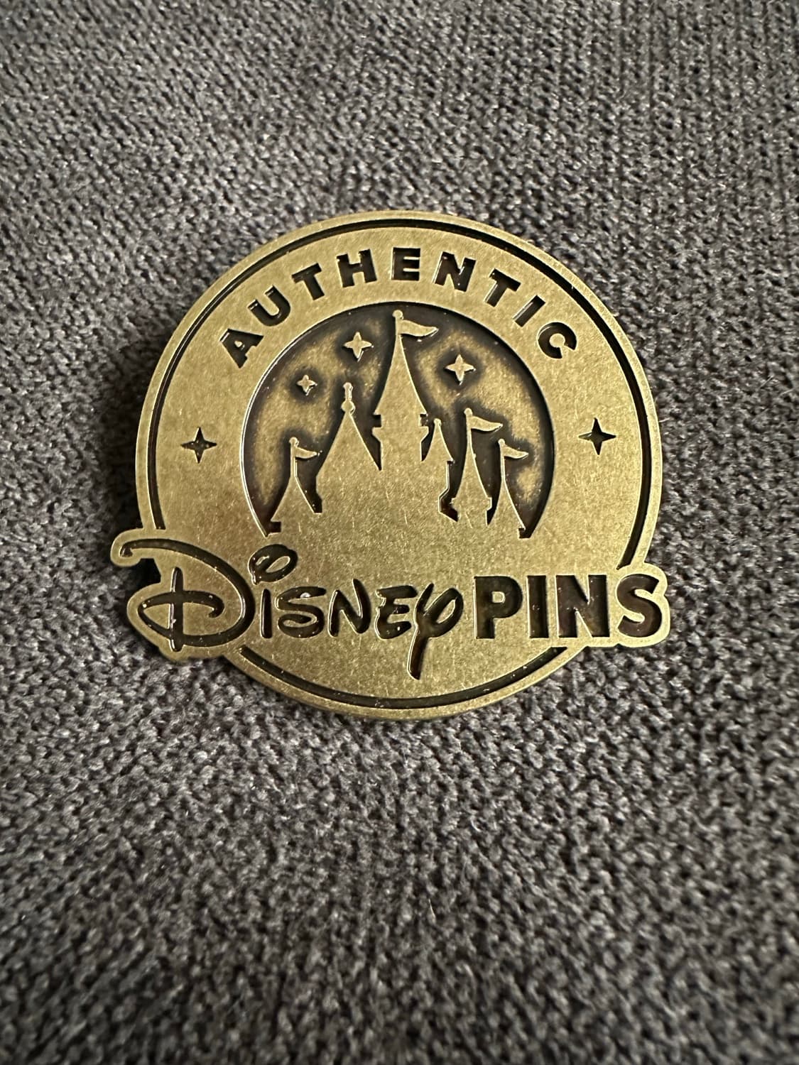 Authentic Disney Pins logo From Pin Trading Board (Brass Finish) PIN ONLY front