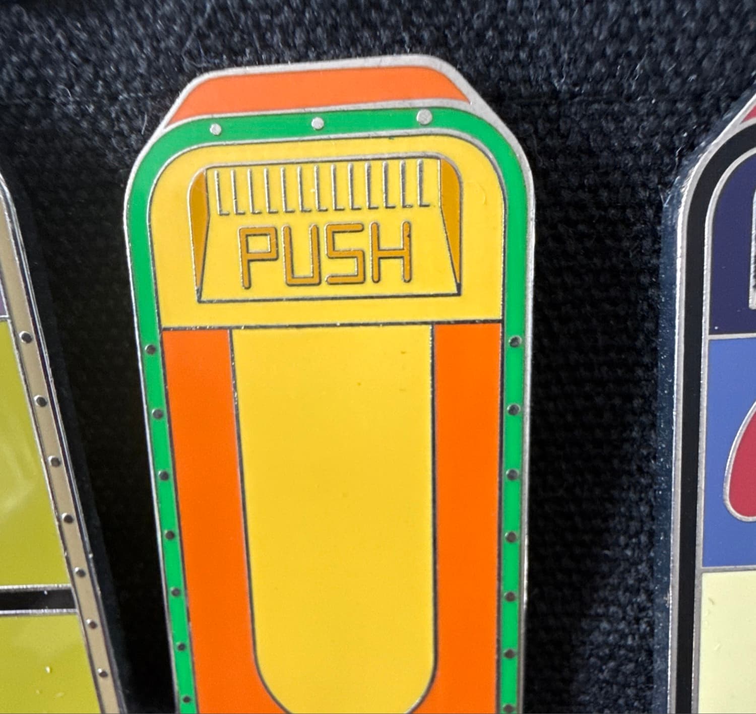 Orange Bird Trash Can Pin front