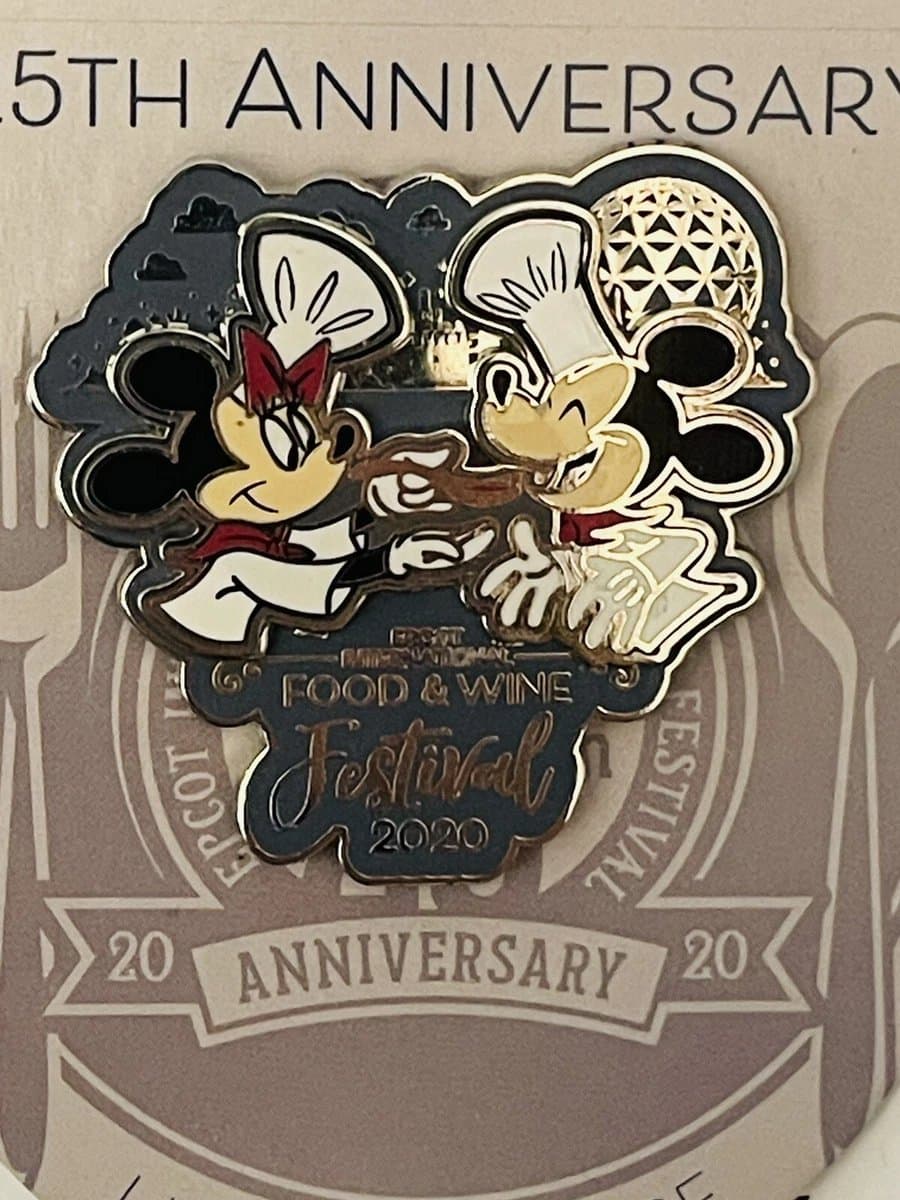 Chef Mickey Mouse Epcot International Food & Wine Festival 2019 Logo Pin front