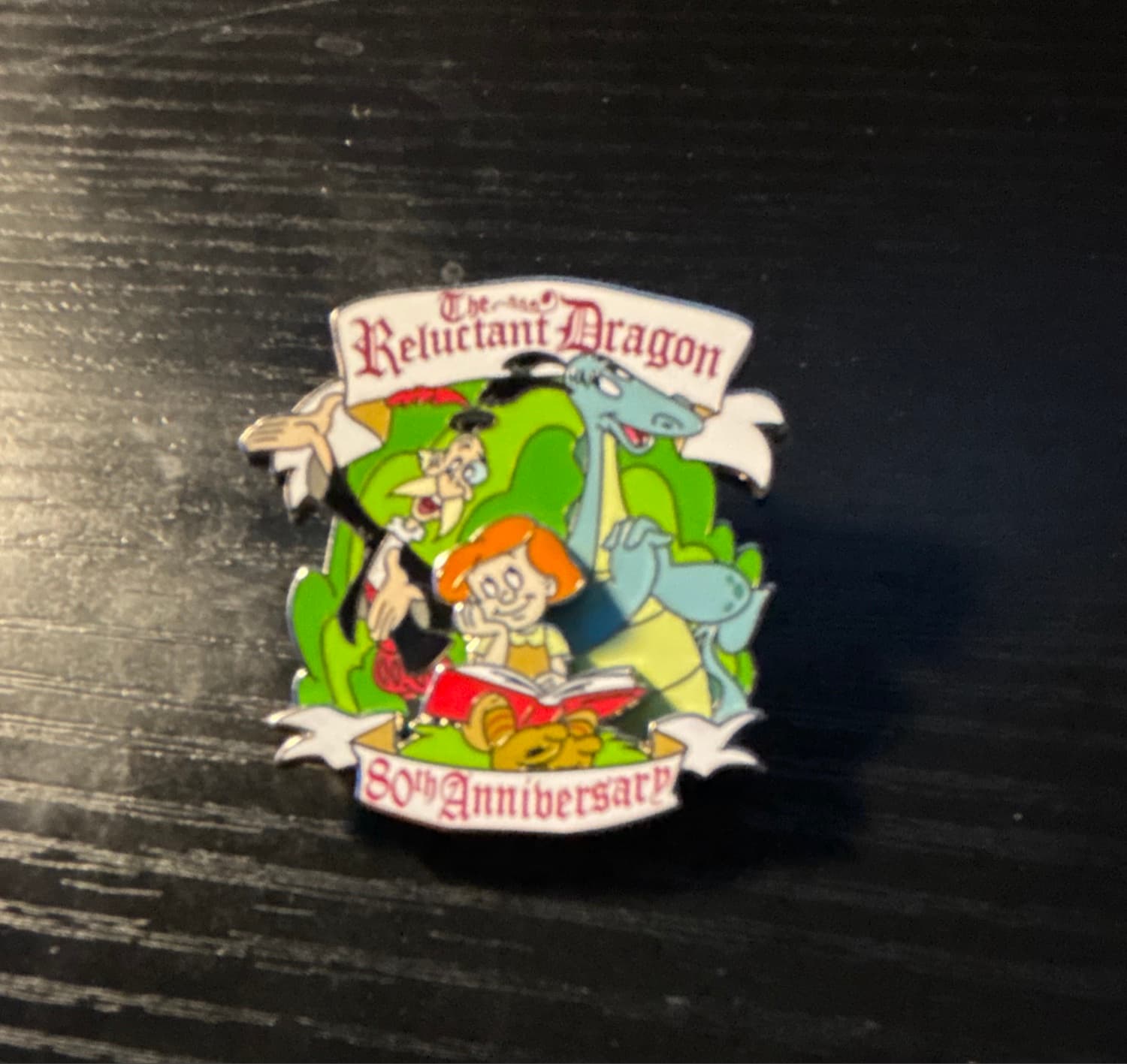 The Reluctant Dragon 80th Anniversary Pin front
