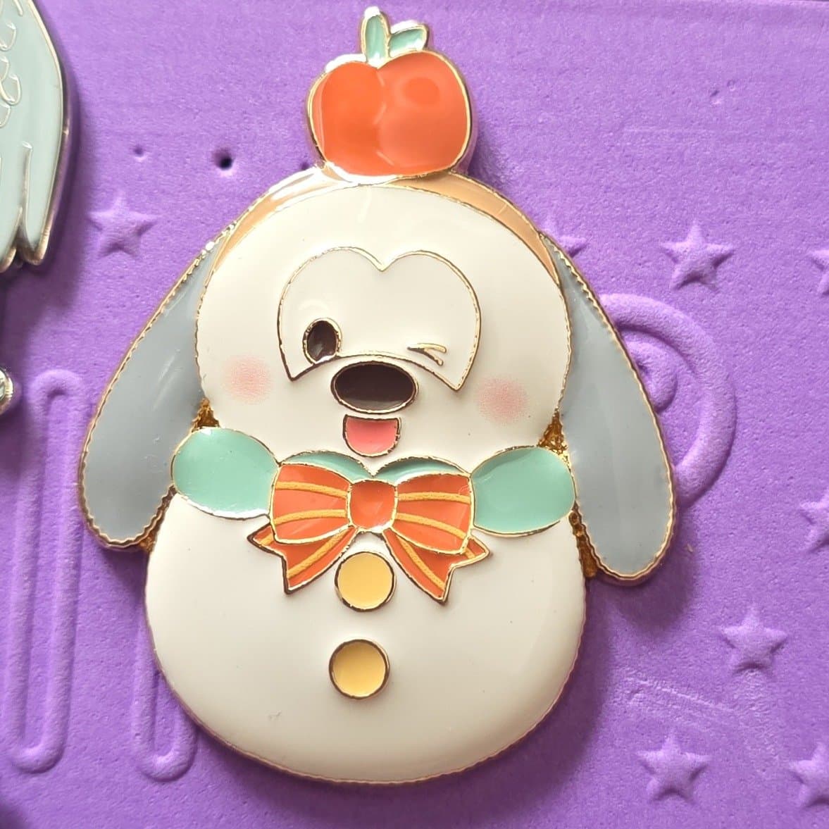 Pluto Snowman Snowflake Holiday Christmas Pin front