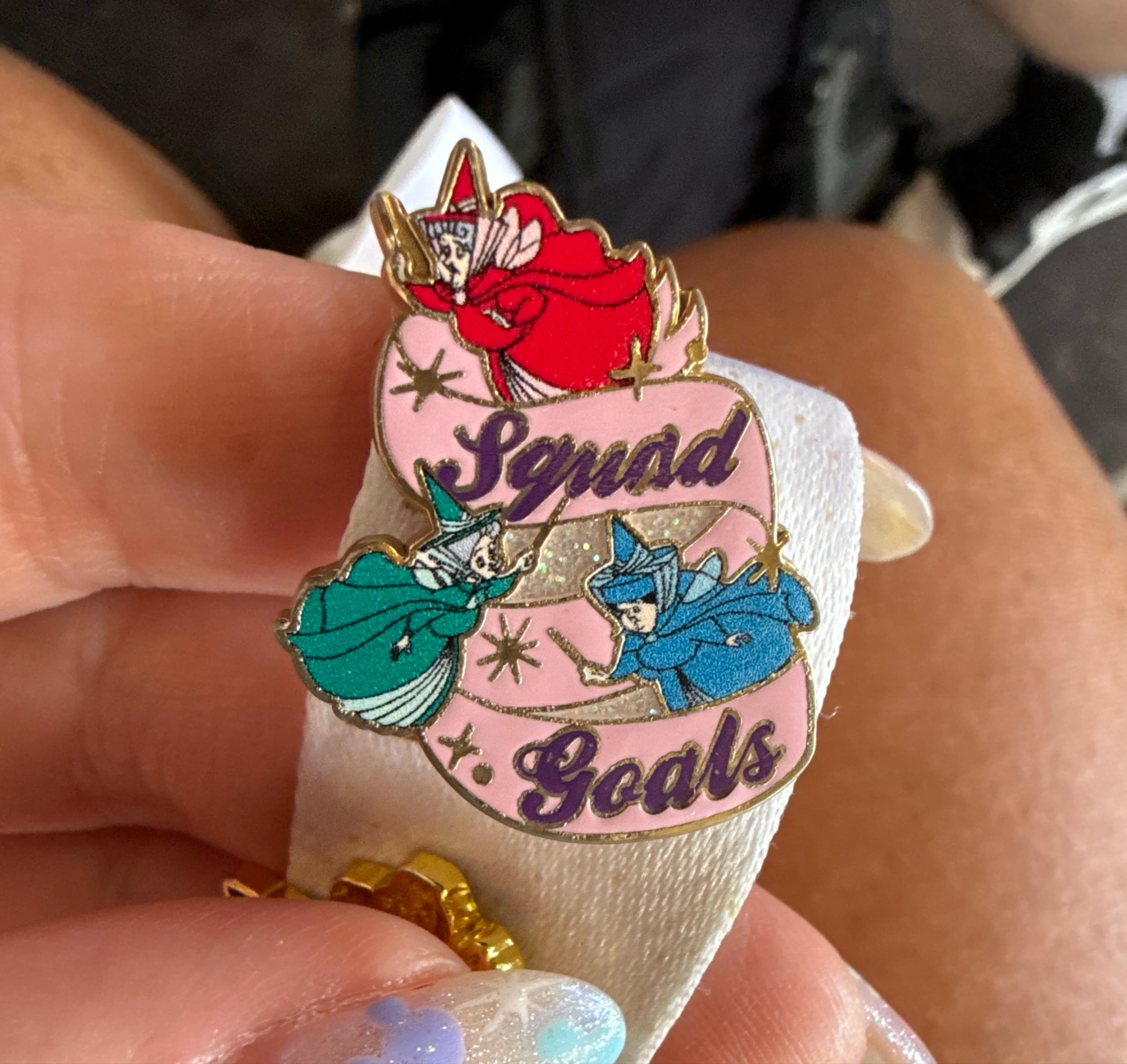 Three Fairies Squad Goals Pin - Sleeping Beauty front