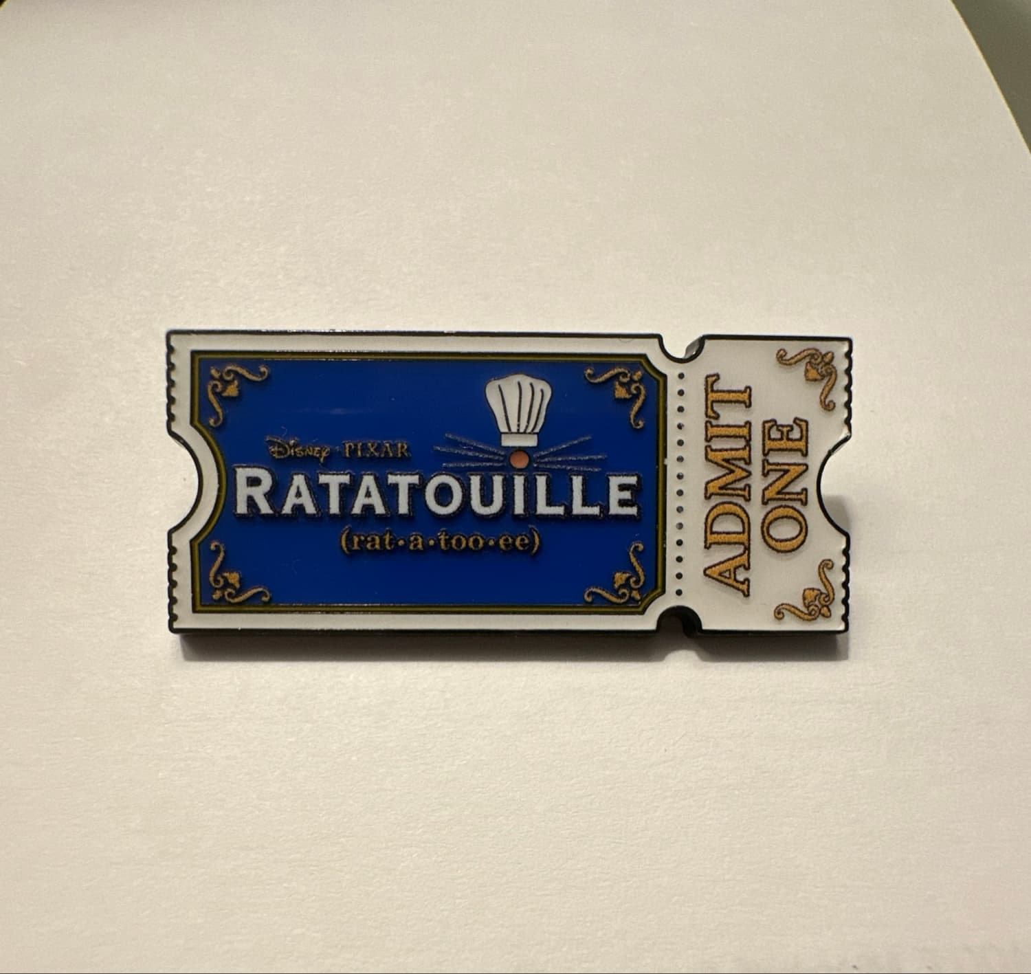 Loungefly Disney Pixar Ratatouille Movie Ticket Admit One Pin front