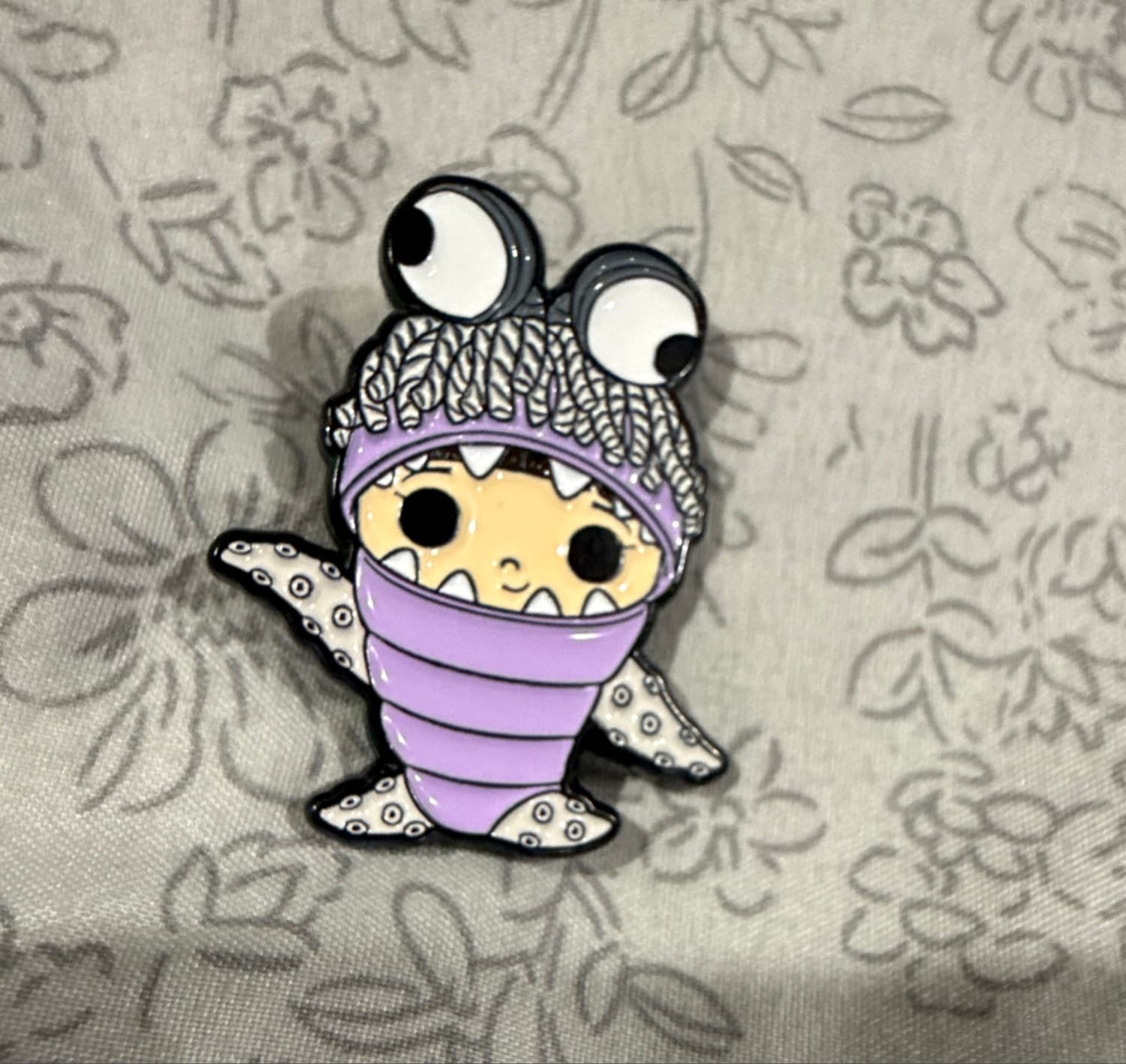 Boo in Costume Enamel Pin front