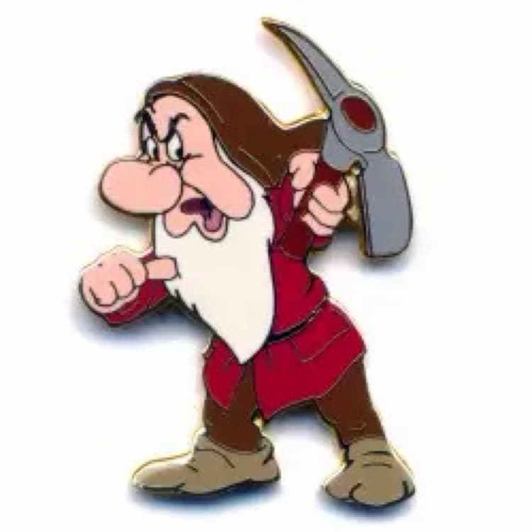 Grumpy Holding a Pick Axe front