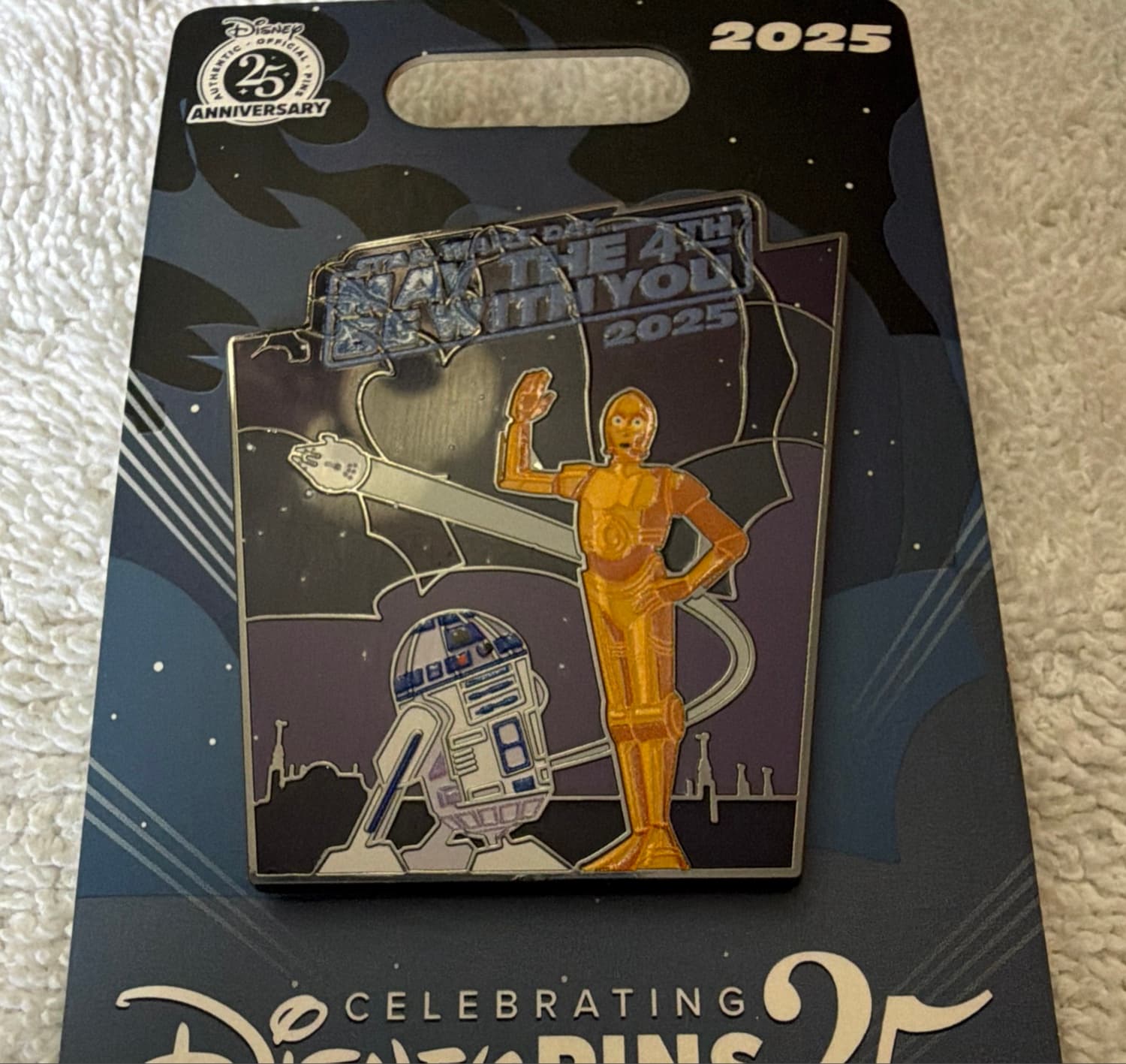 R2-D2 and C-3PO 'May the 4th Be With You' 2025 Limited Release Pin front