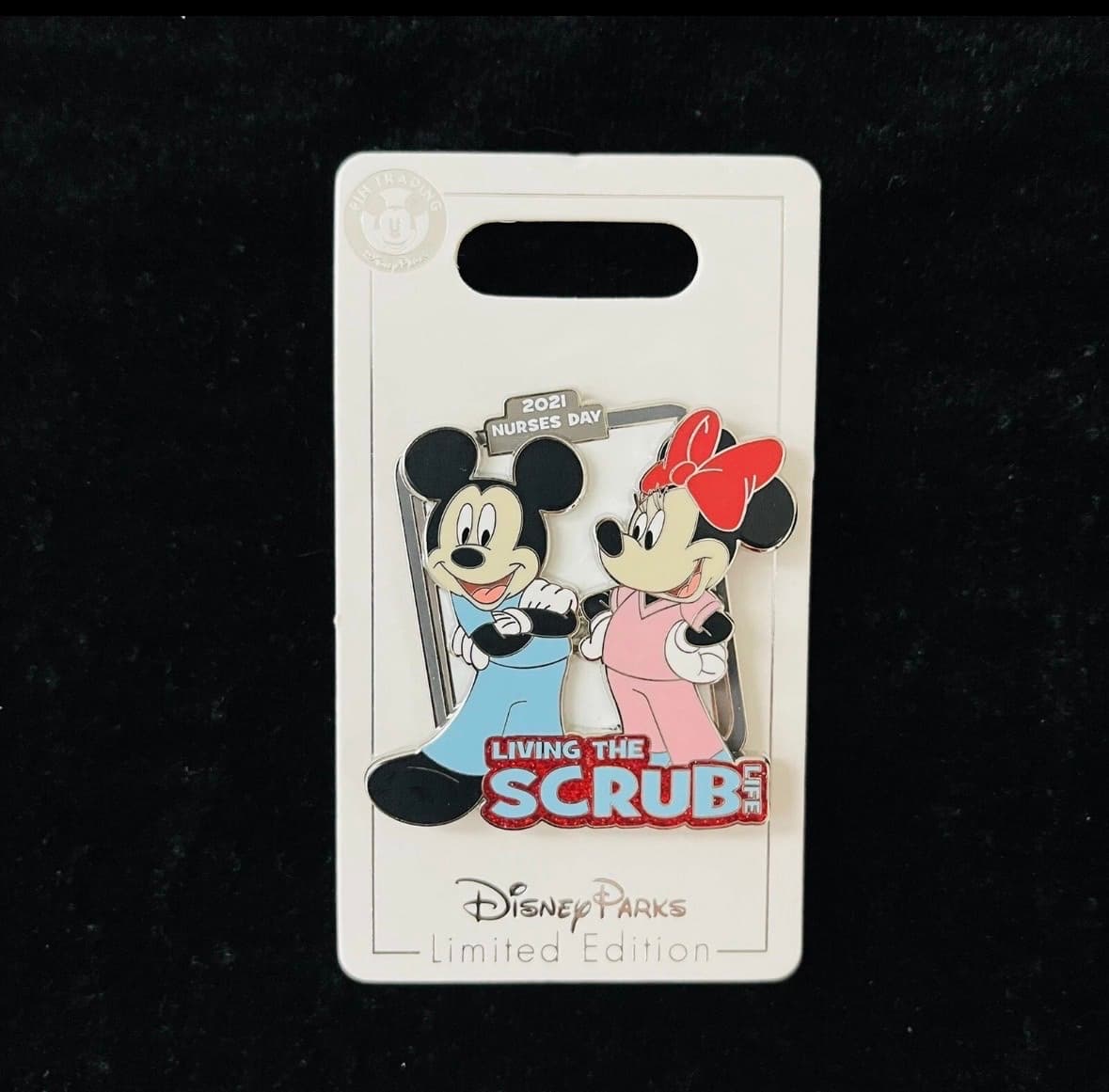 Nurse's Day 2021 Mickey Minnie Scrub Pin front
