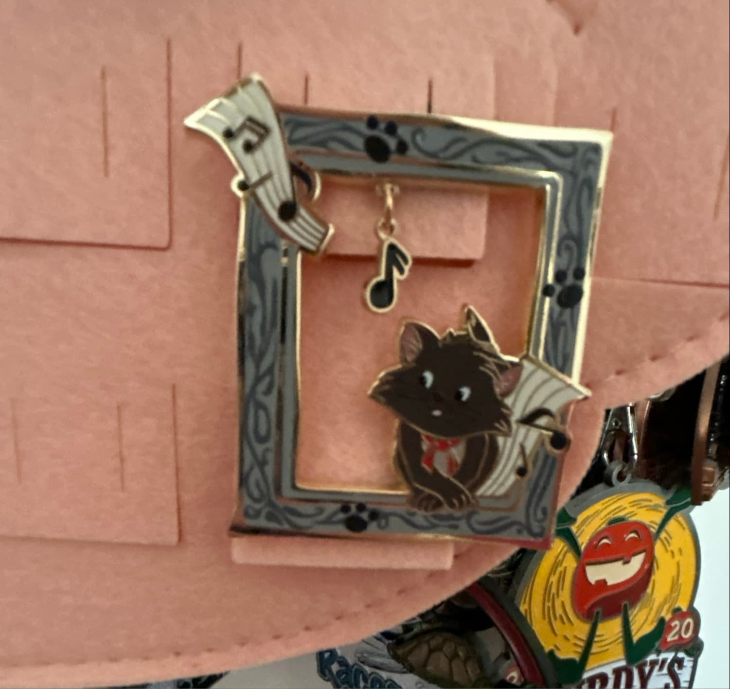 Berlioz in Frame with Music Notes Dangle Pin front