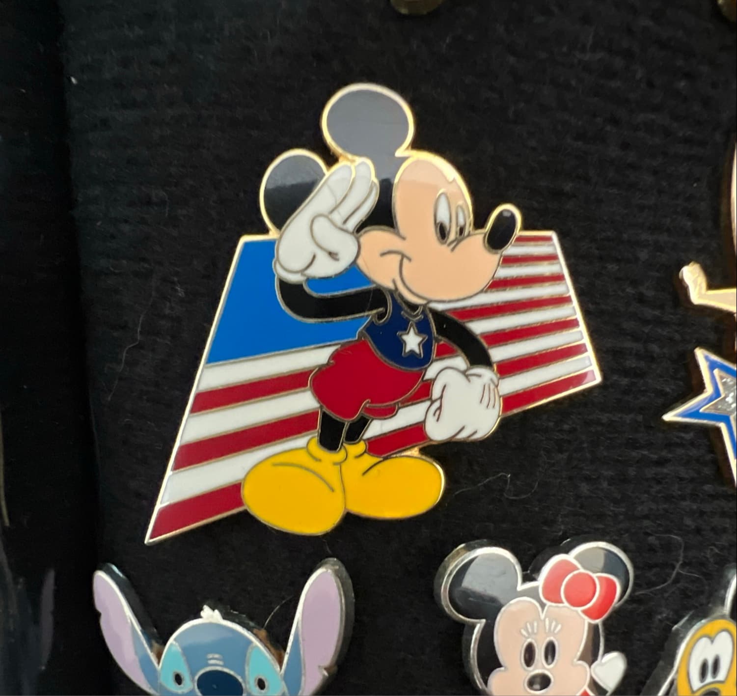 Mickey Mouse Saluting with the American Flag Behind Him front