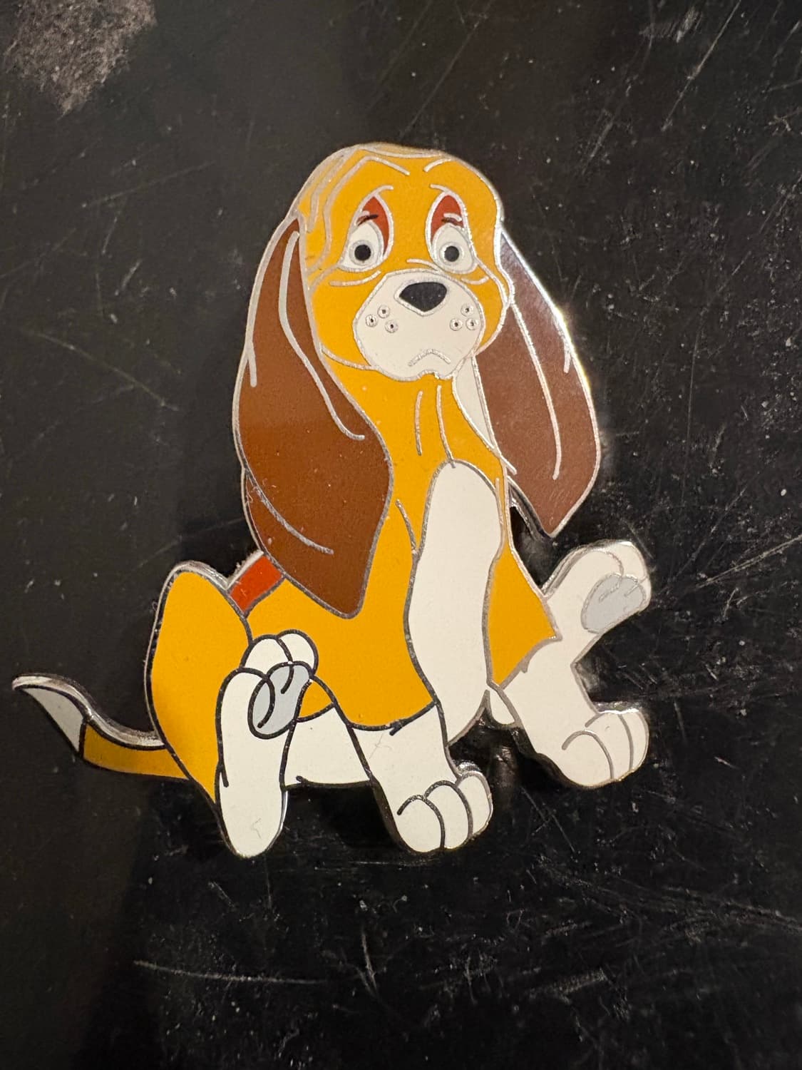Copper Sitting - The Fox and the Hound fantasy pin front