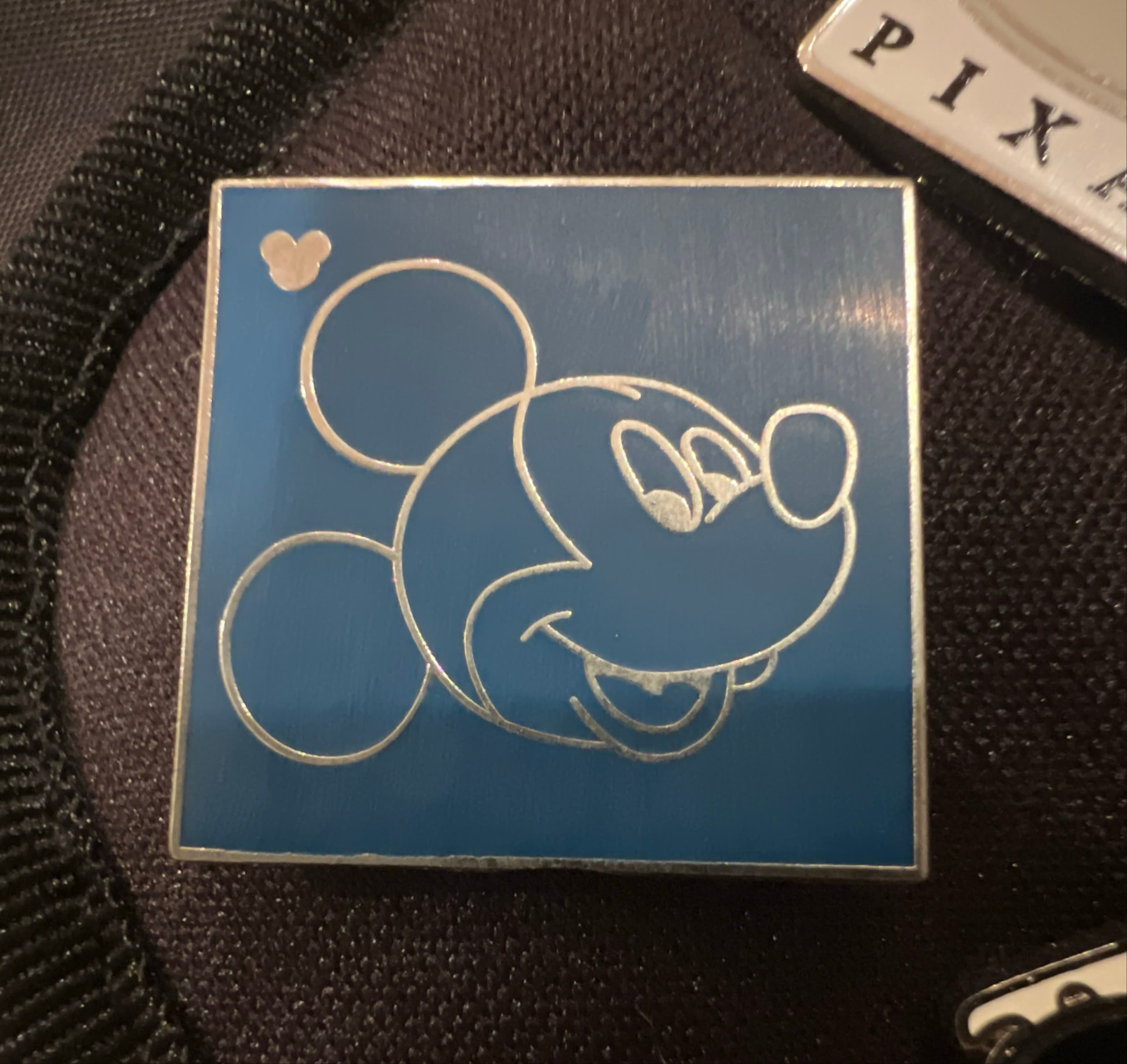 Mickey Mouse Head Profile Blue Square with Heart front