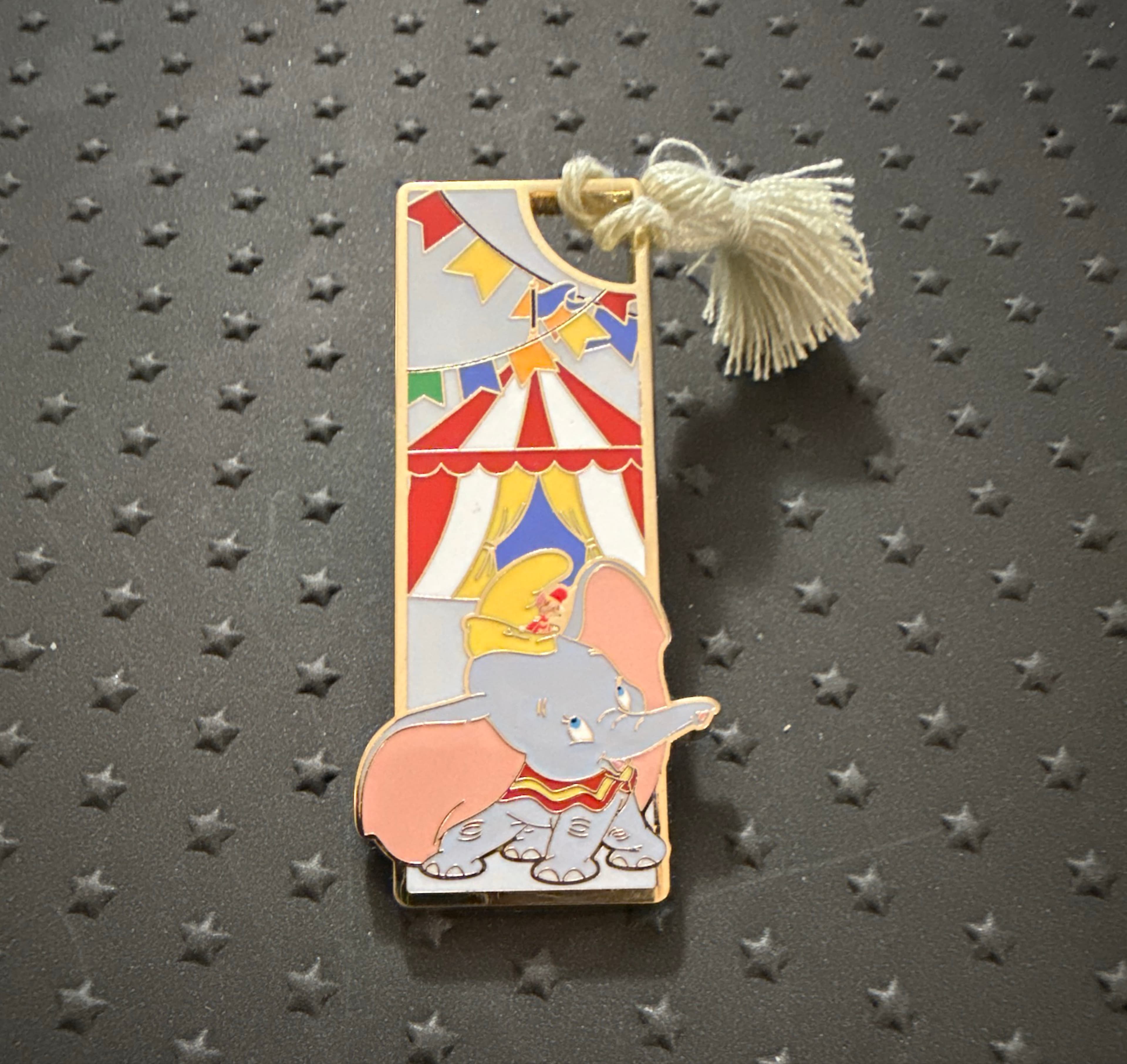 Dumbo with Timothy Q. Mouse - Circus Tent Bookmark Tassel Pin front