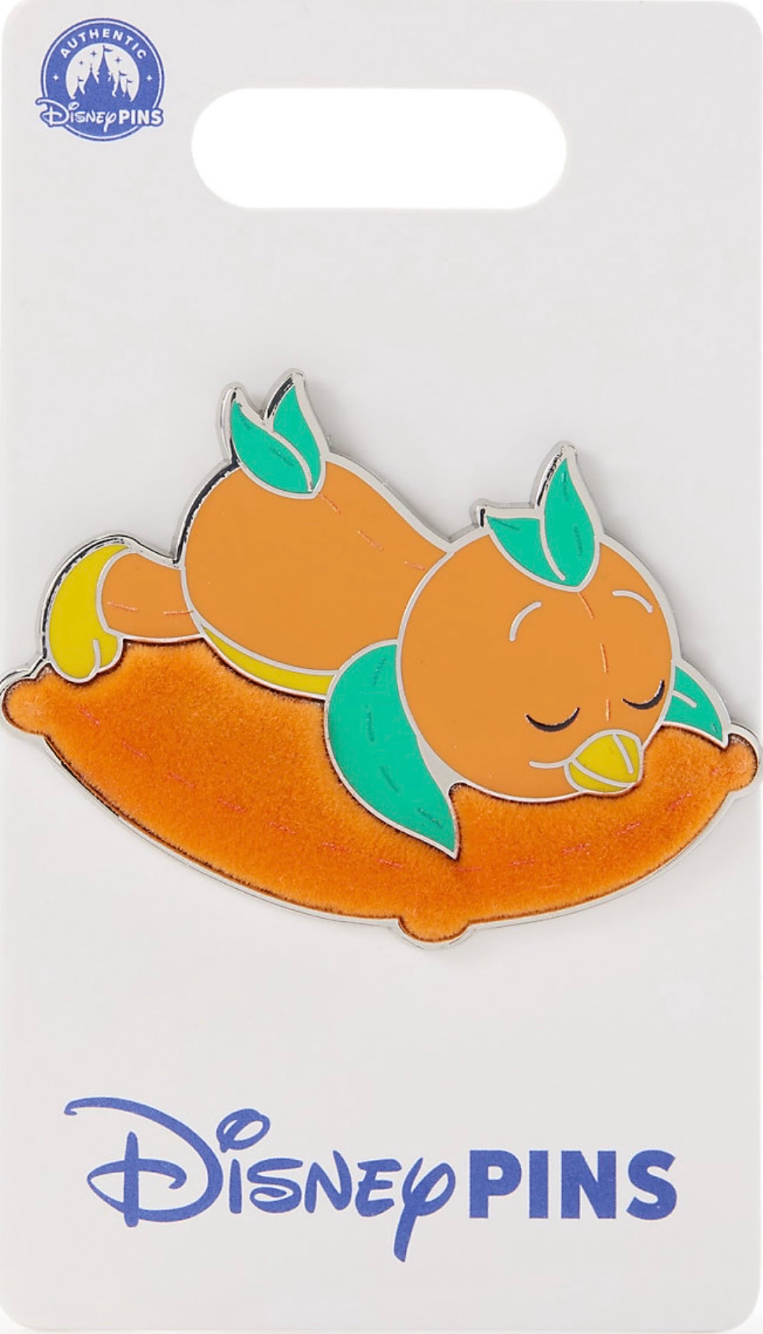 Orange Bird on Pillow Pin front