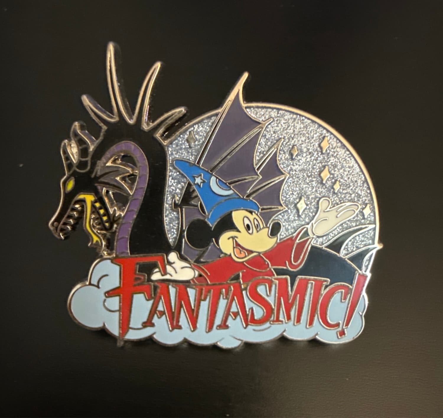 Fantasmic Logo Sorcerer Mickey & Maleficent Dragon Pin front