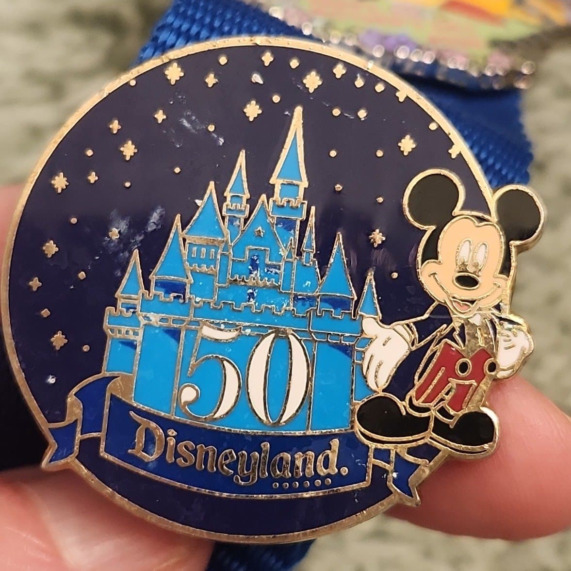 Mickey Mouse Disneyland 50th Anniversary Sleeping Beauty Castle Pin front