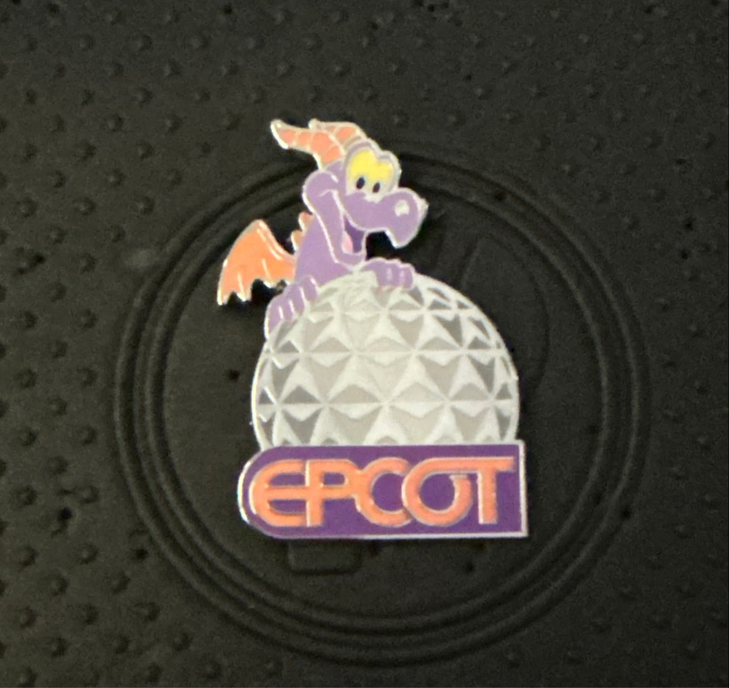 Figment with Spaceship Earth and Epcot Logo front