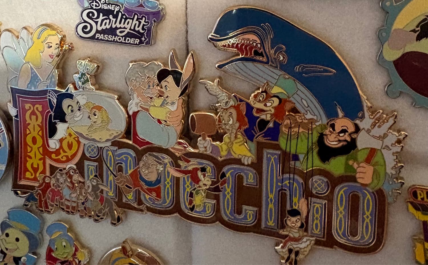 Pinocchio featured titles fantasy pin front