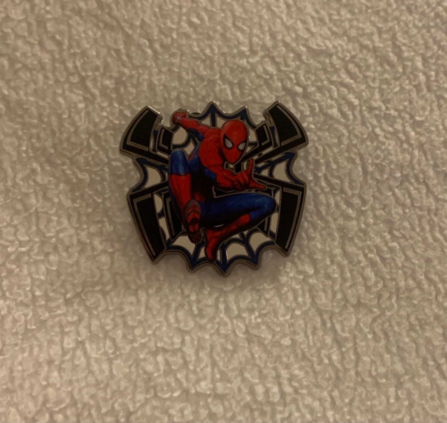 Spider-Man in Web Pin front