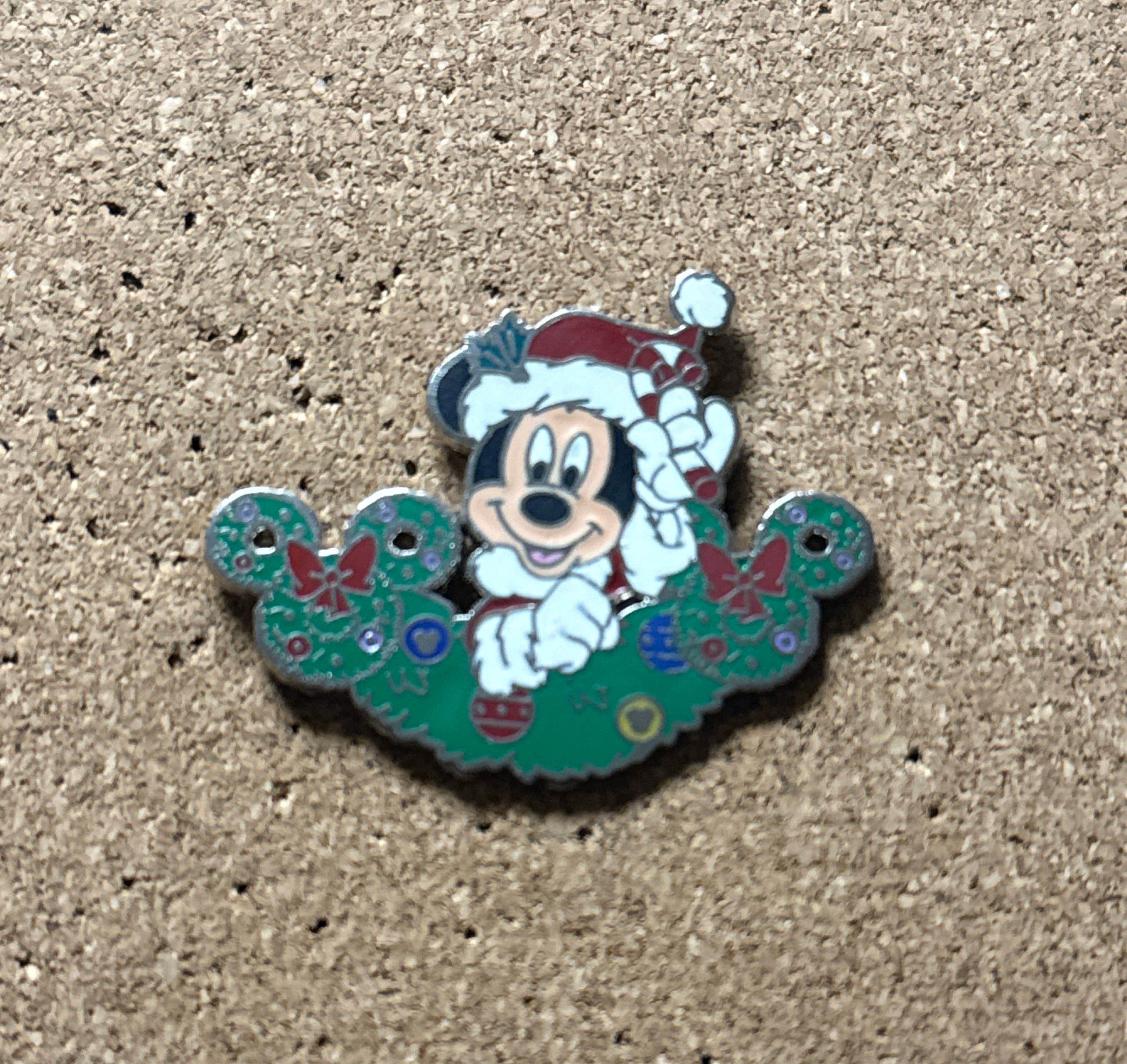 Santa Mickey in Wreath with Candy Cane - Holiday Pin Collection front