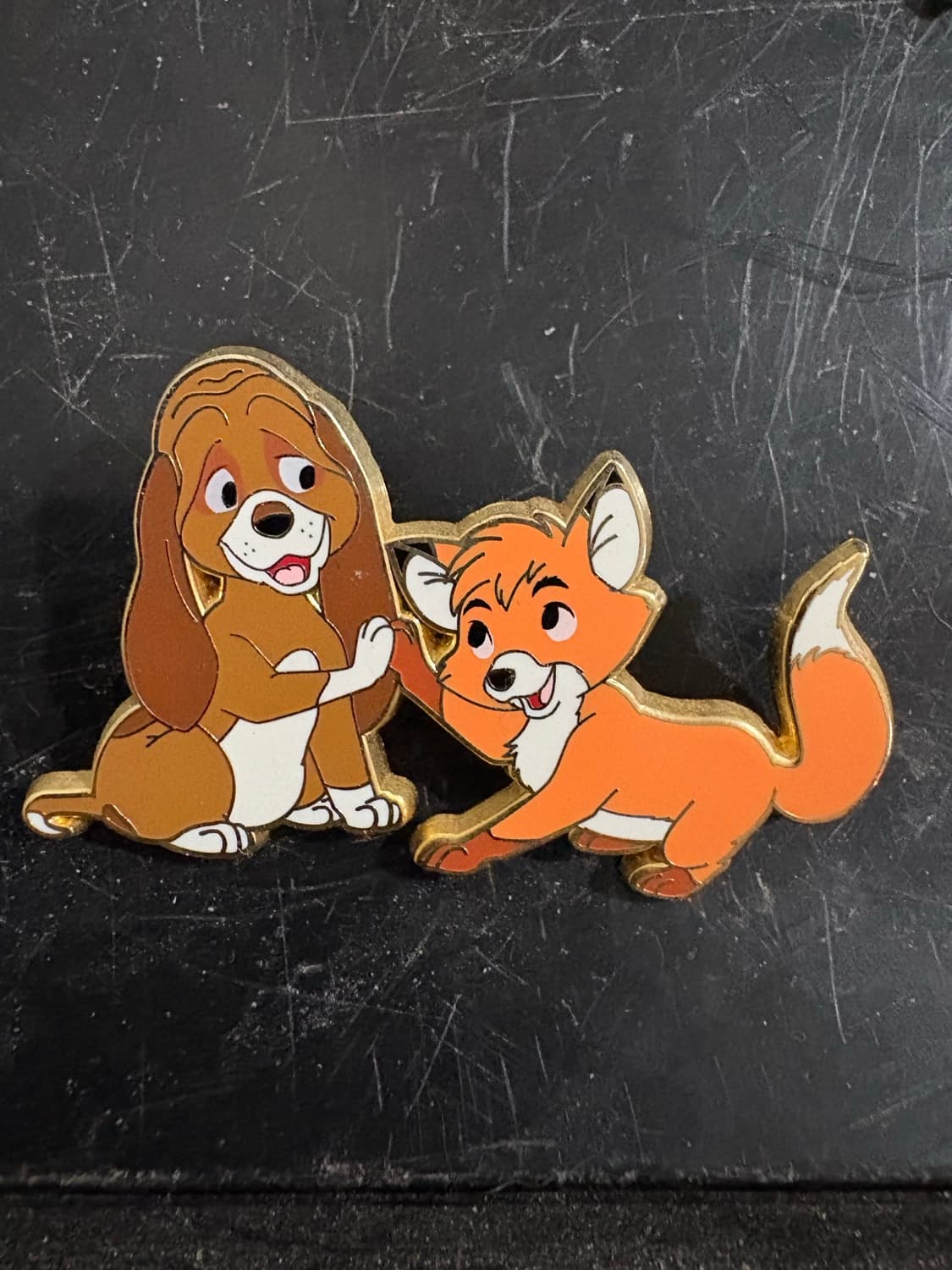 Tod and Copper The Fox and the Hound fantasy pin front