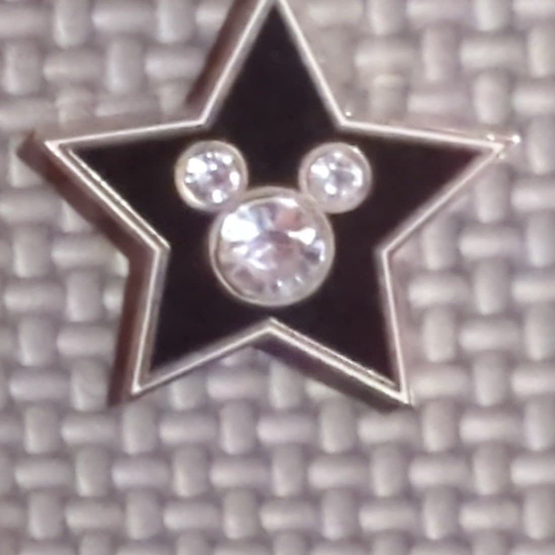black Star with Jeweled Mickey Mouse Icon - Silver and White front