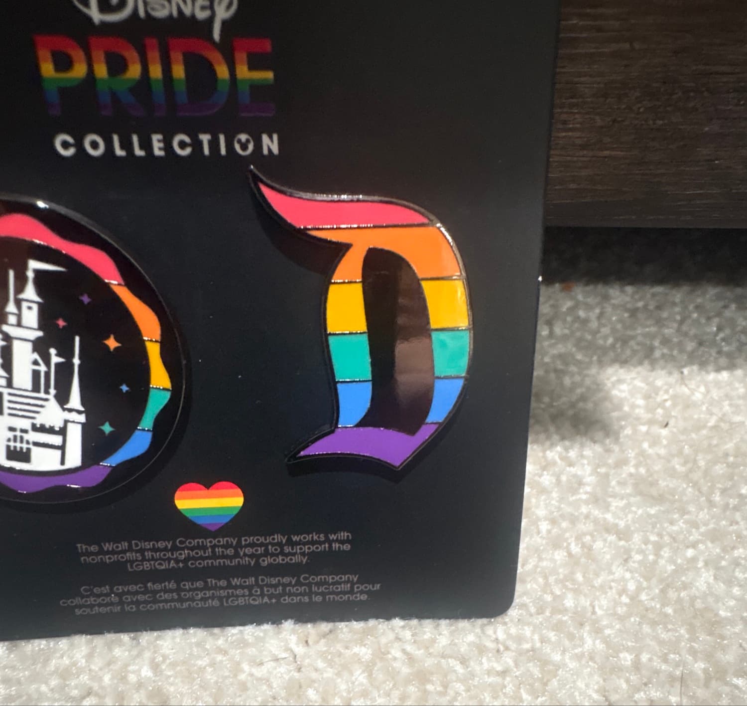 Disney Pride Collection 2 Pin Set - Disneyland D Logo & Sleeping Beauty Castle front
