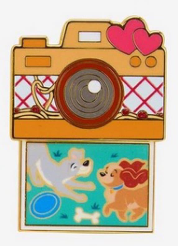 Lady and the Tramp Camera Sliding Blind Box Pin front