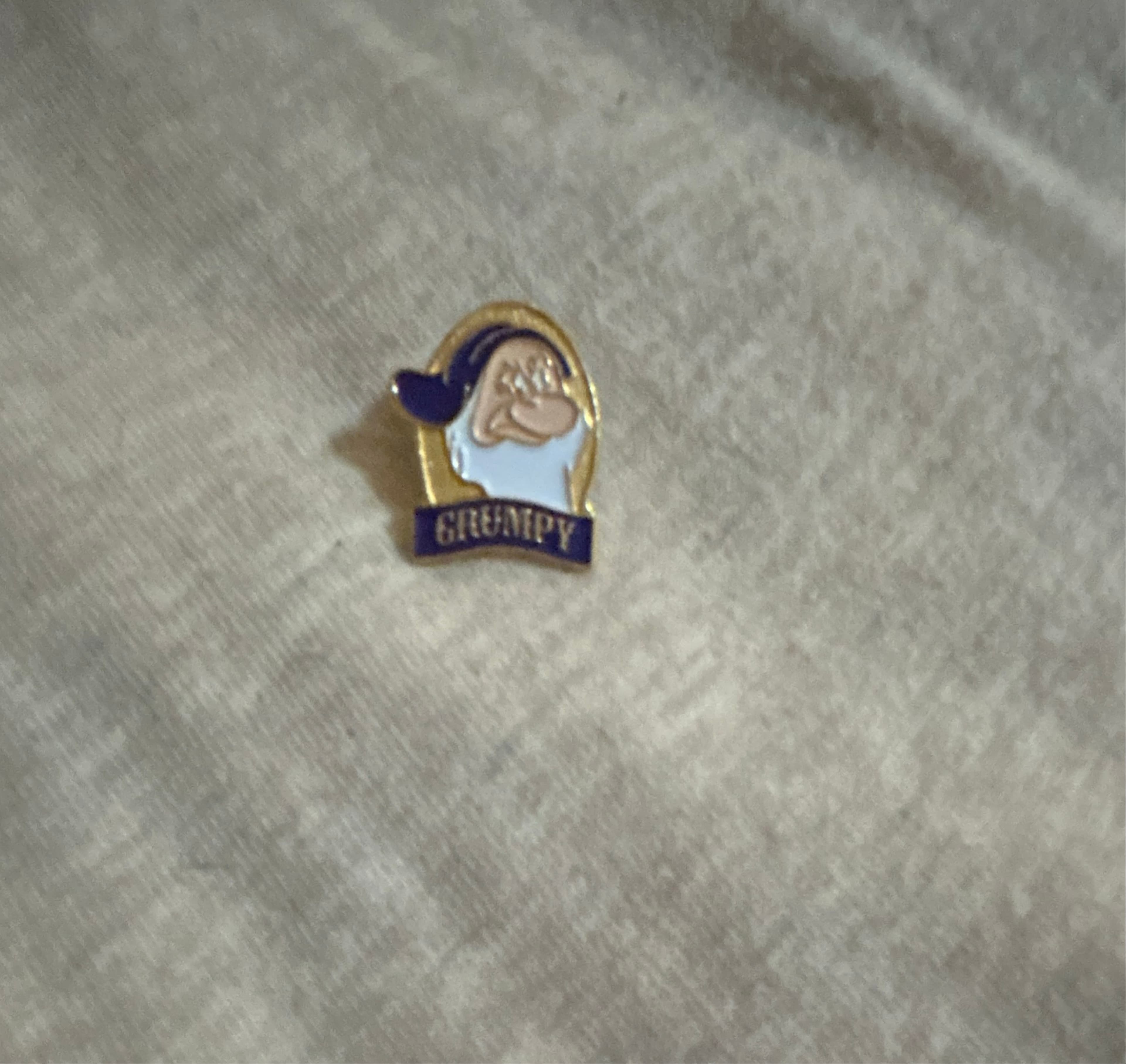 Grumpy Dwarf Profile with Name Banner Pin front