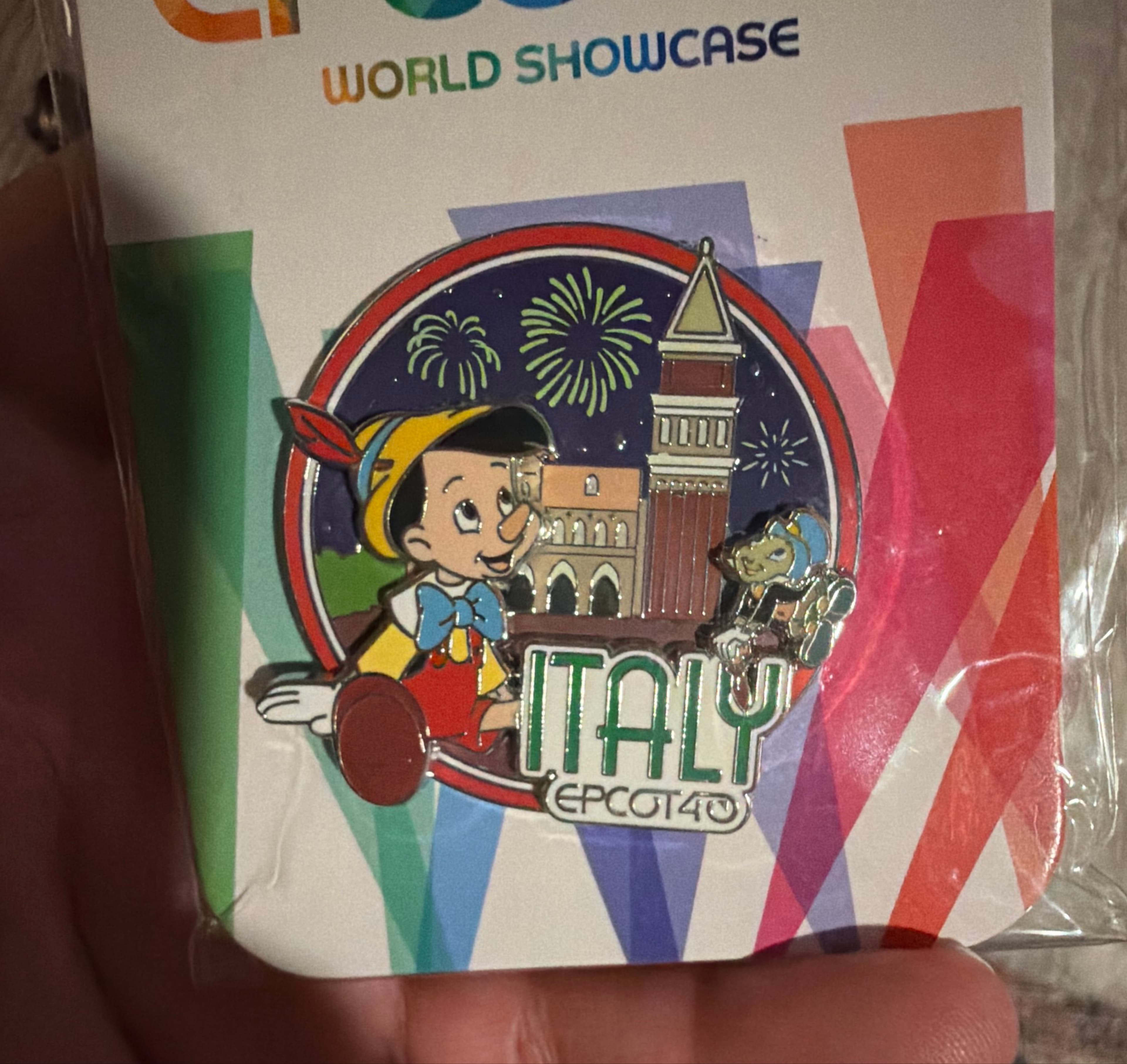 Epcot 40th World Showcase Italy Pavilion Pinocchio Pin front