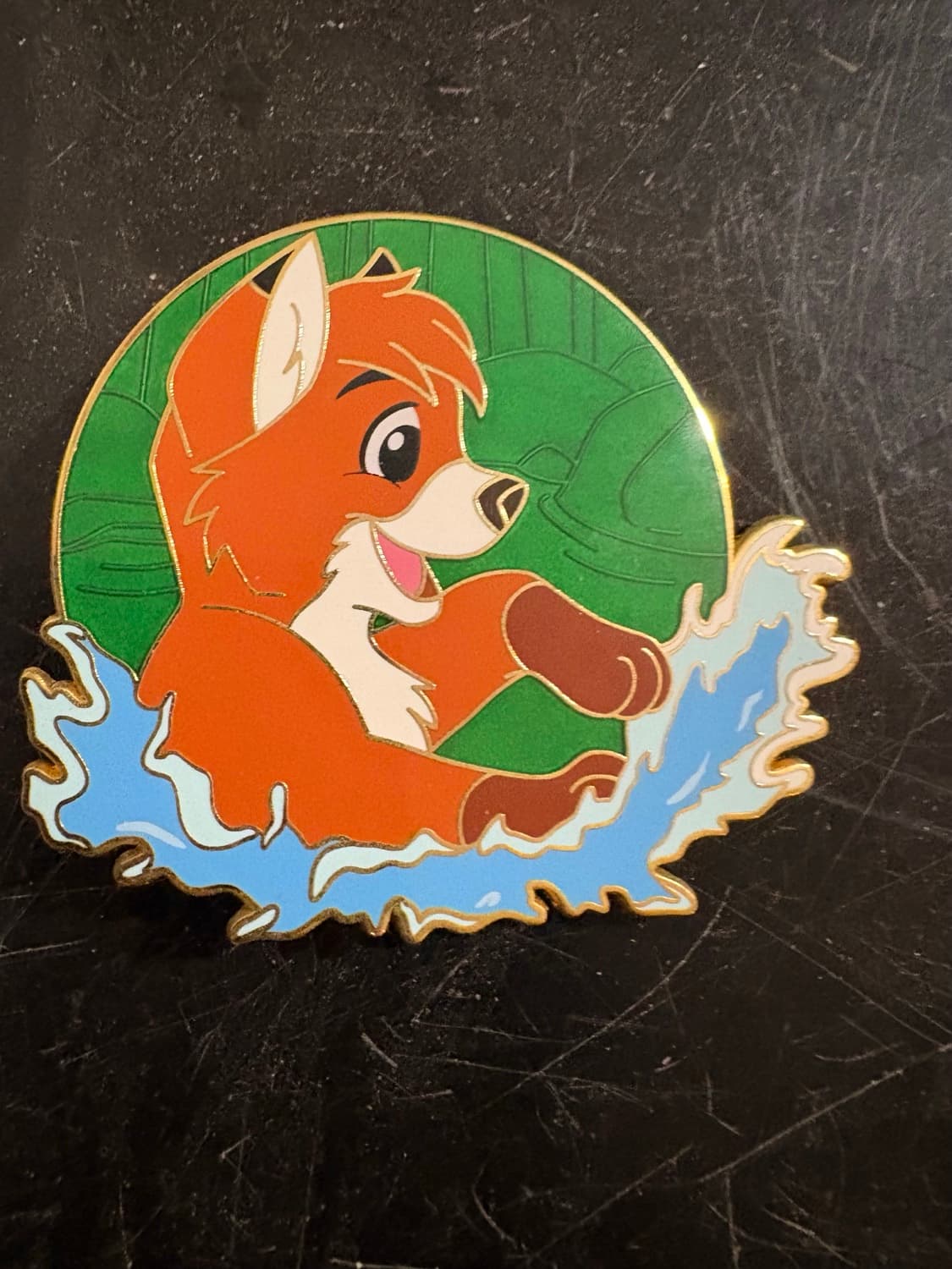 Disney The Fox and the Hound: Tod splashing fantasy pin front
