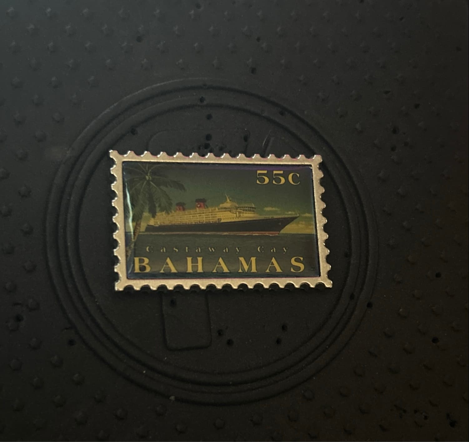 Disney Magic Cruise Line Ship 55c Bahamas Postal Stamp Castaway Cay Pin front