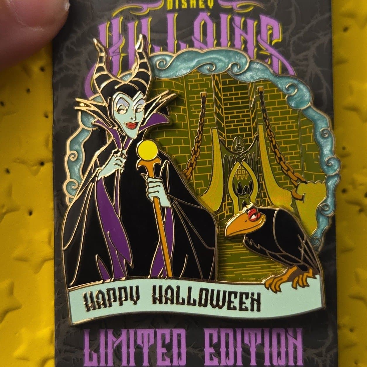 Disney Villains Happy Halloween 2020 Maleficent and The Raven Pin front