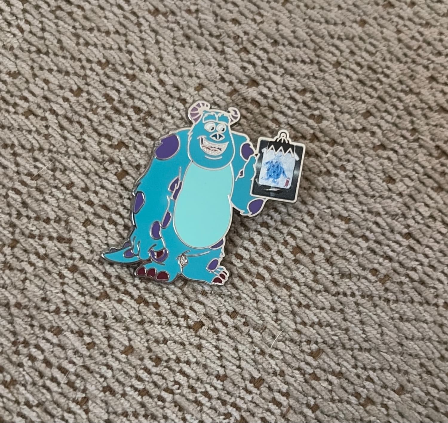 Disney Pixar Monsters, Inc. Sulley Holding a Sketch of Himself Pin front