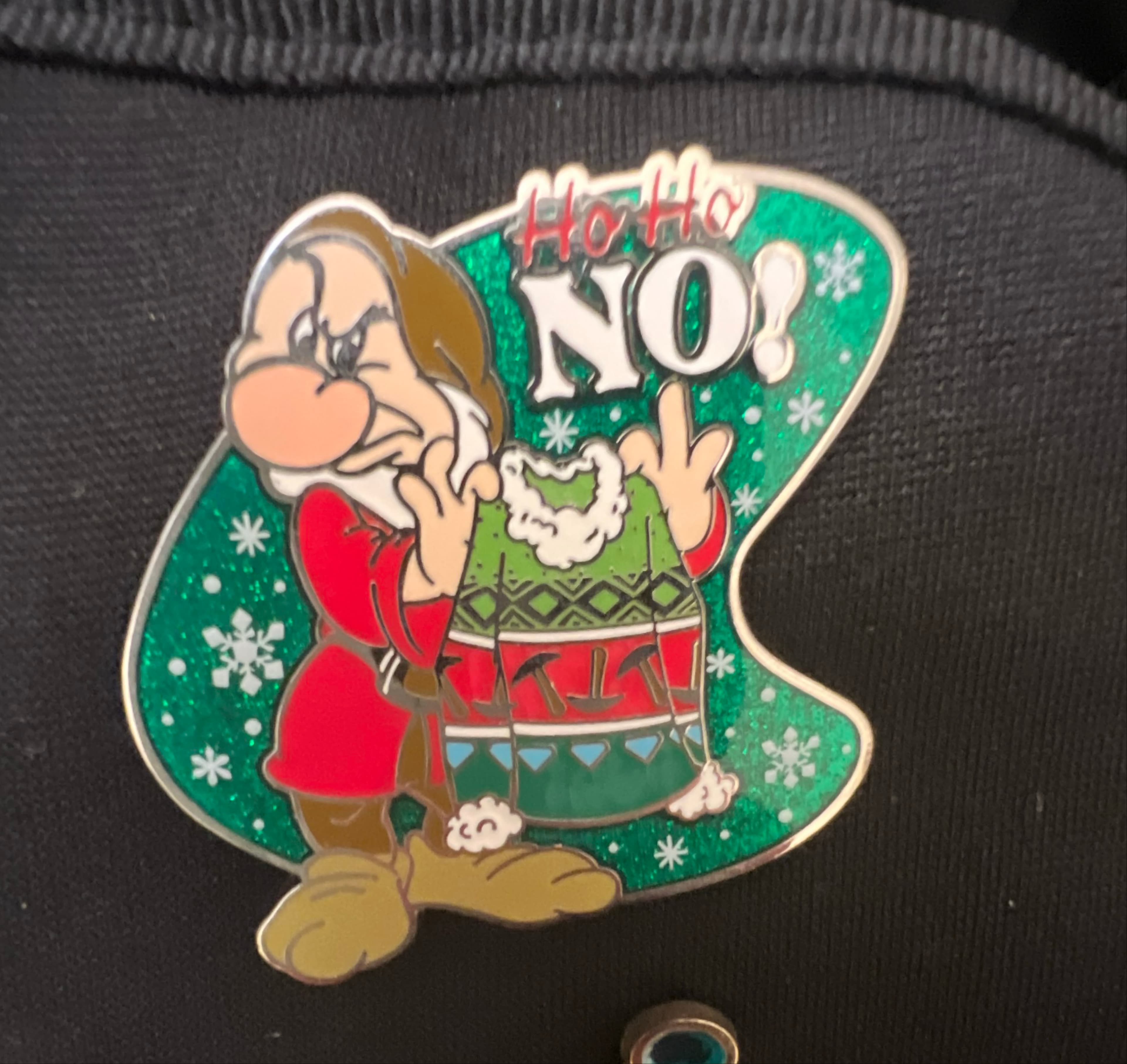 Grumpy Ho Ho No! Holiday Christmas Pin front