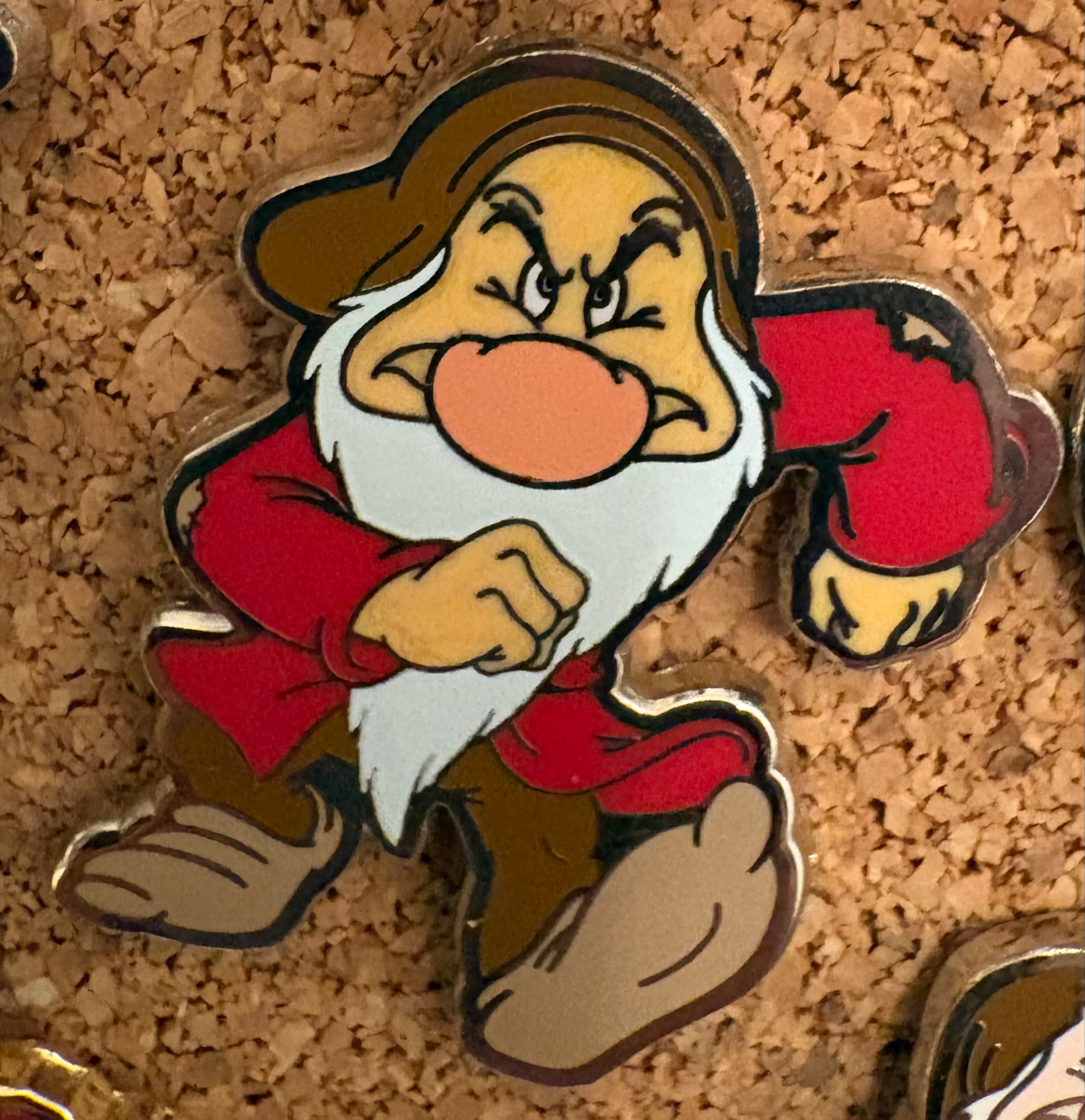 Grumpy Walking Monogram Pin front