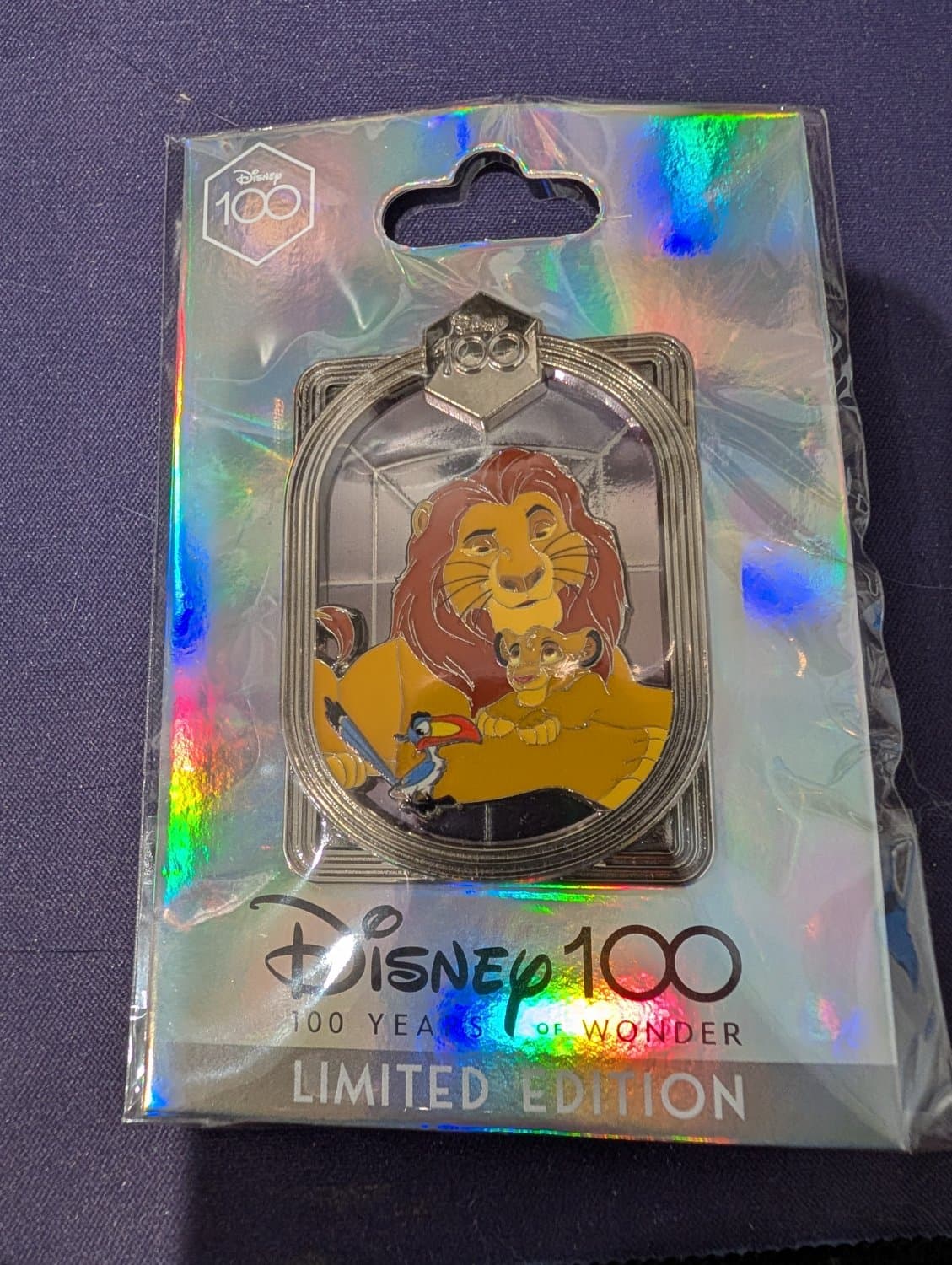 Disney DEC 2023 100 Years Of Wonder The Lion King Mufasa Simba Zazu Limited Edition Pin front