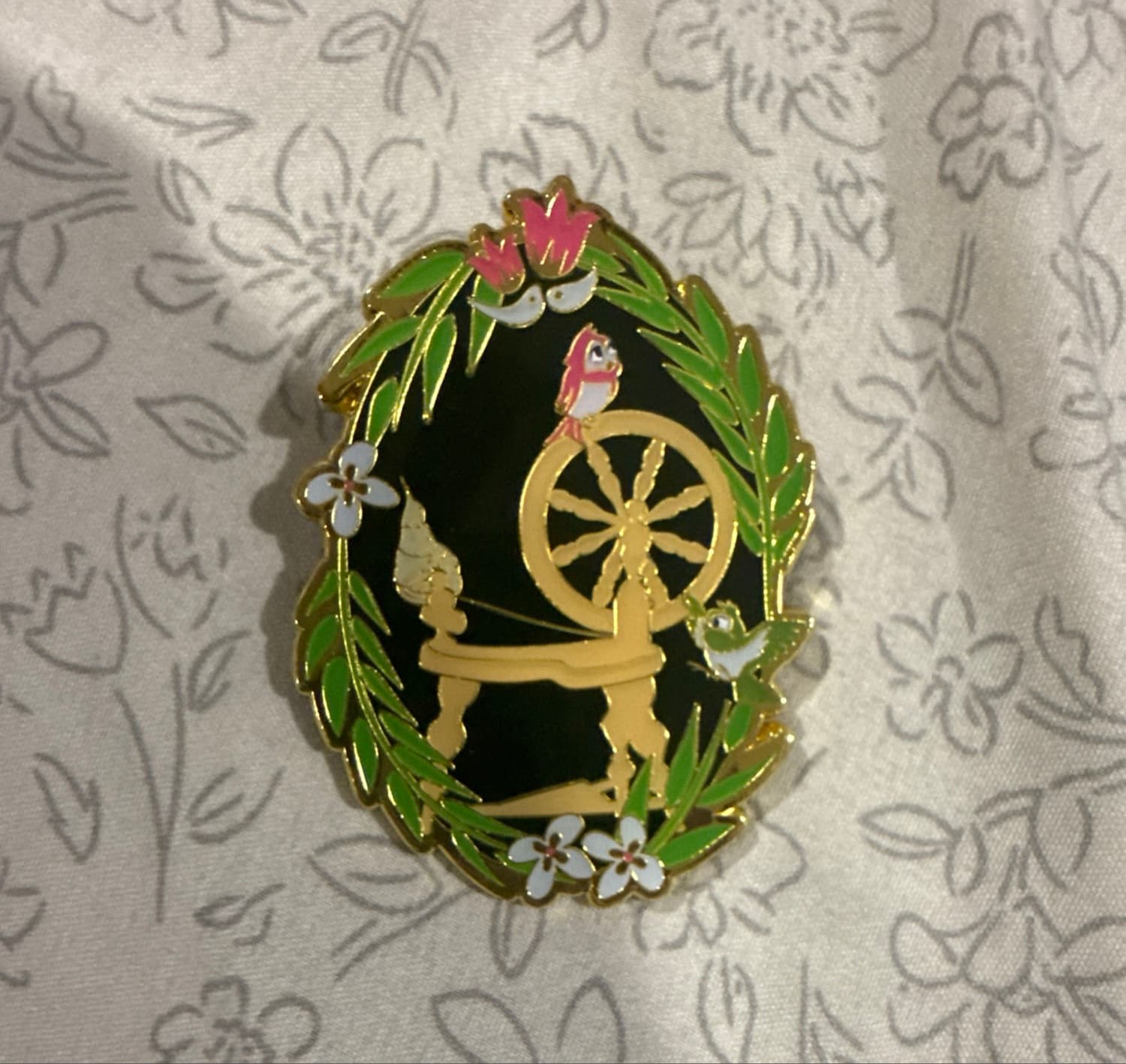 Loungefly Princess Sidekick Floral Mystery Pin - Sleeping Beauty Spinning Wheel with Birds front
