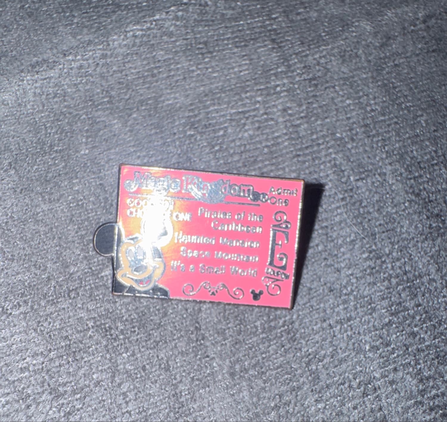 Mickey Mouse Magic Kingdom E-Ticket Coupon Hidden Mickey Pin front