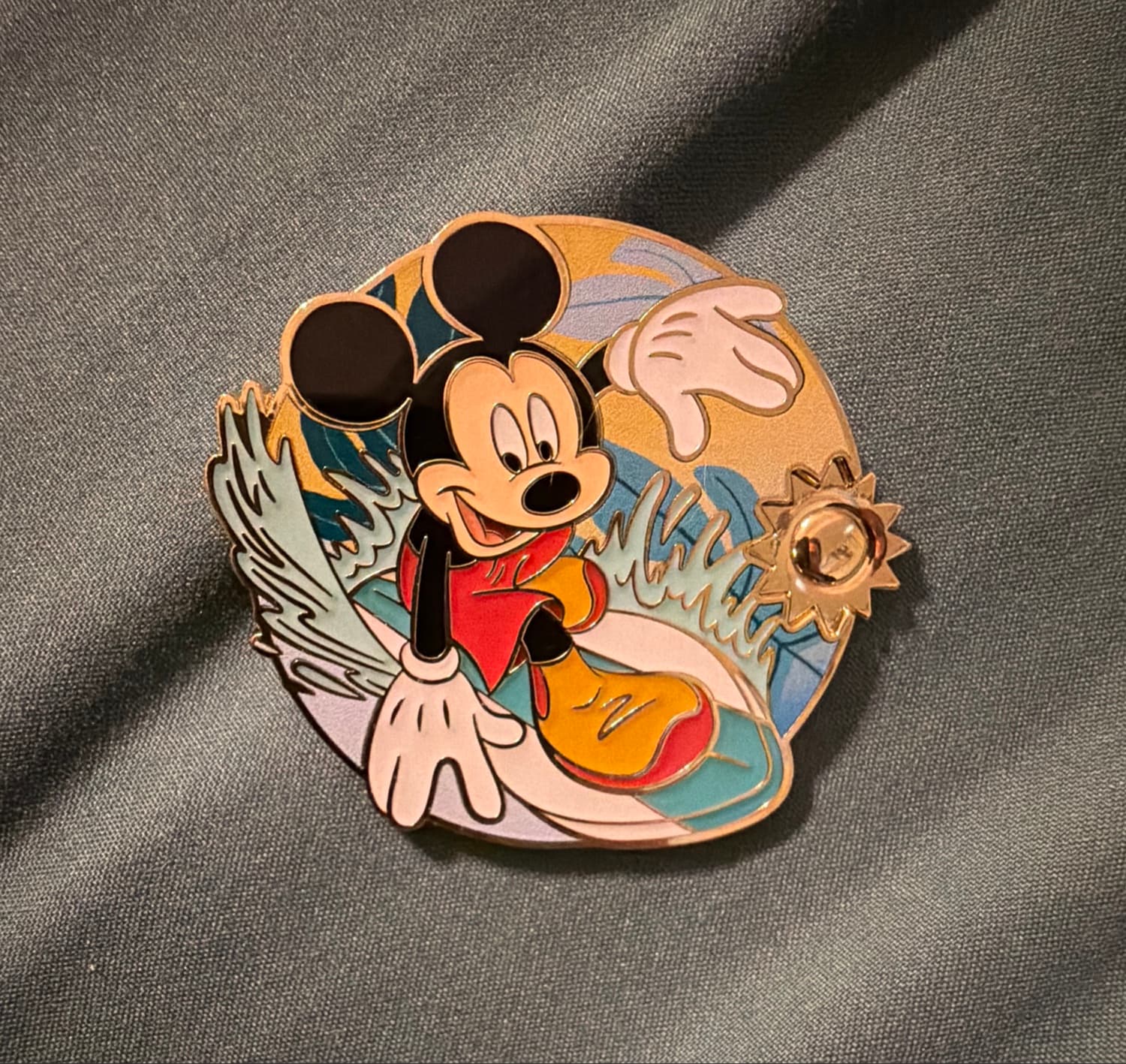 Mickey Mouse Surfing with Gold Sun front