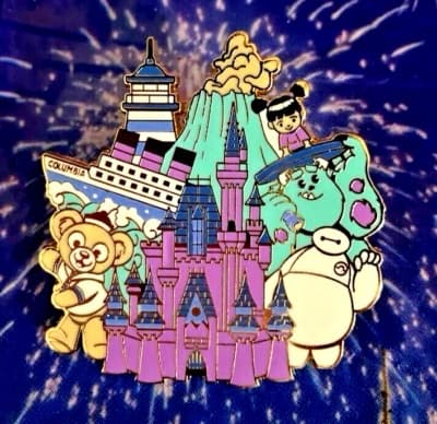 D23 Tokyo Disney Pin Baymax Duffy Sully D23 Parks Around the World Tokyo Pin front