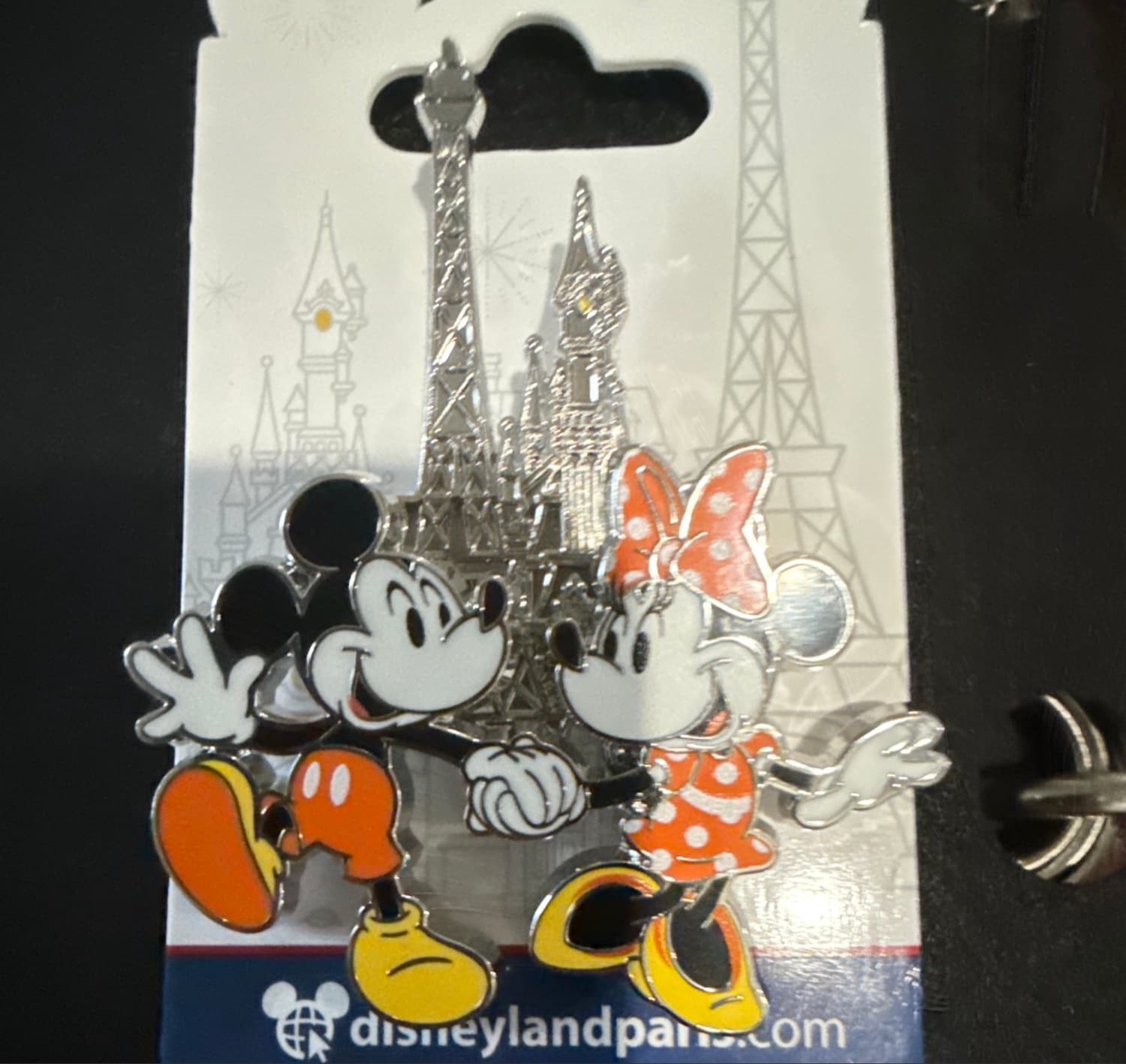Mickey & Minnie Disneyland Paris Castle Eiffel Tower Pin front