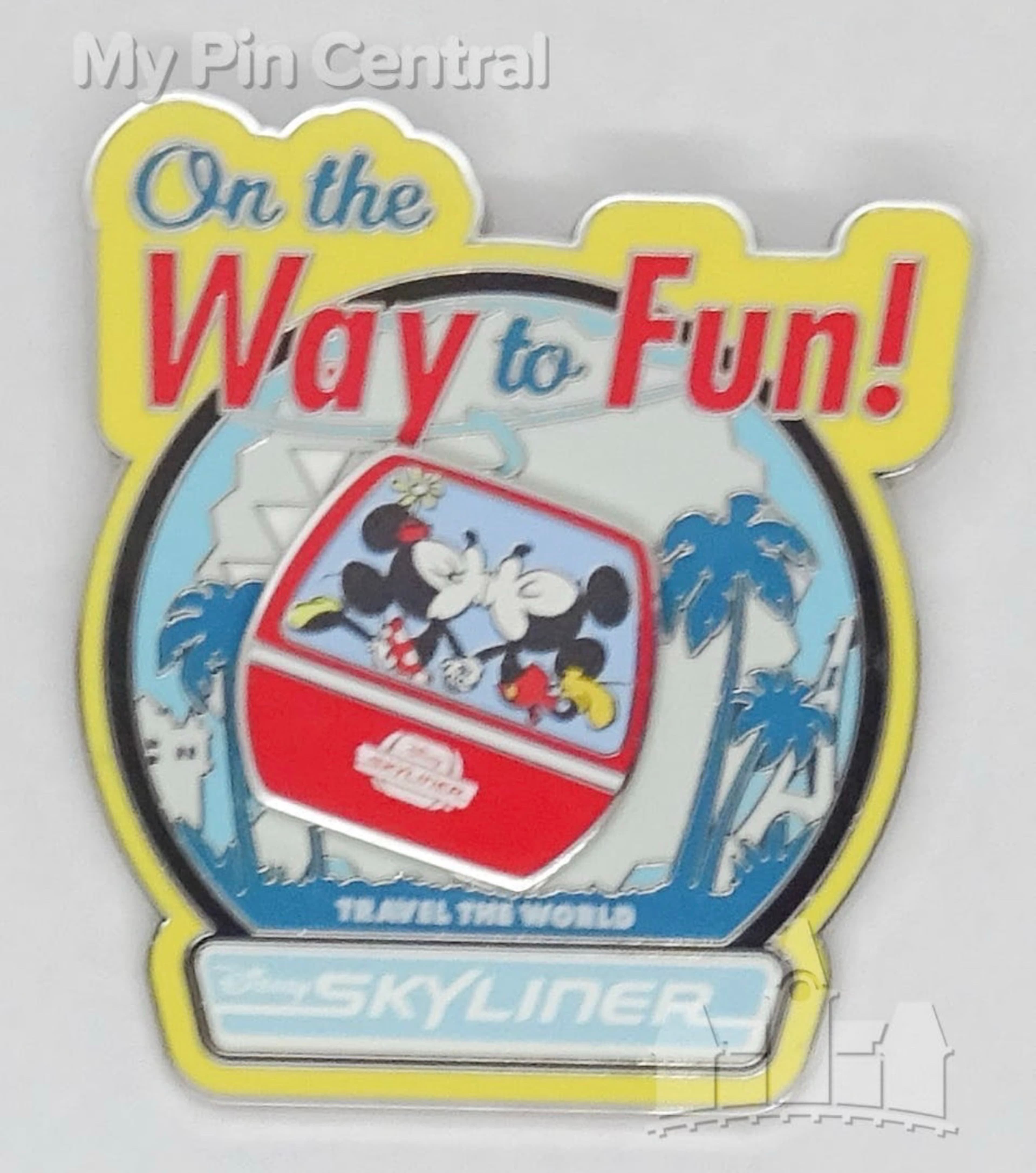 Mickey and Minnie Mouse On The Way to Fun Disney Skyliner Pin front