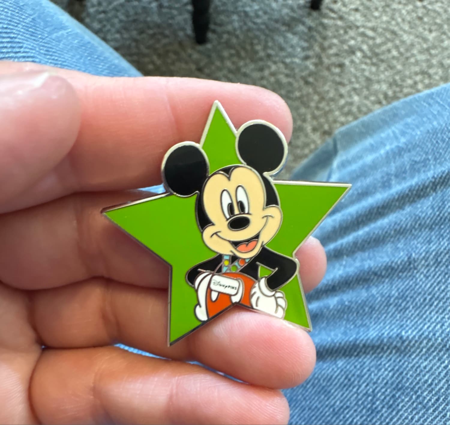 Mickey with Pin Trading Lanyard Green Star front