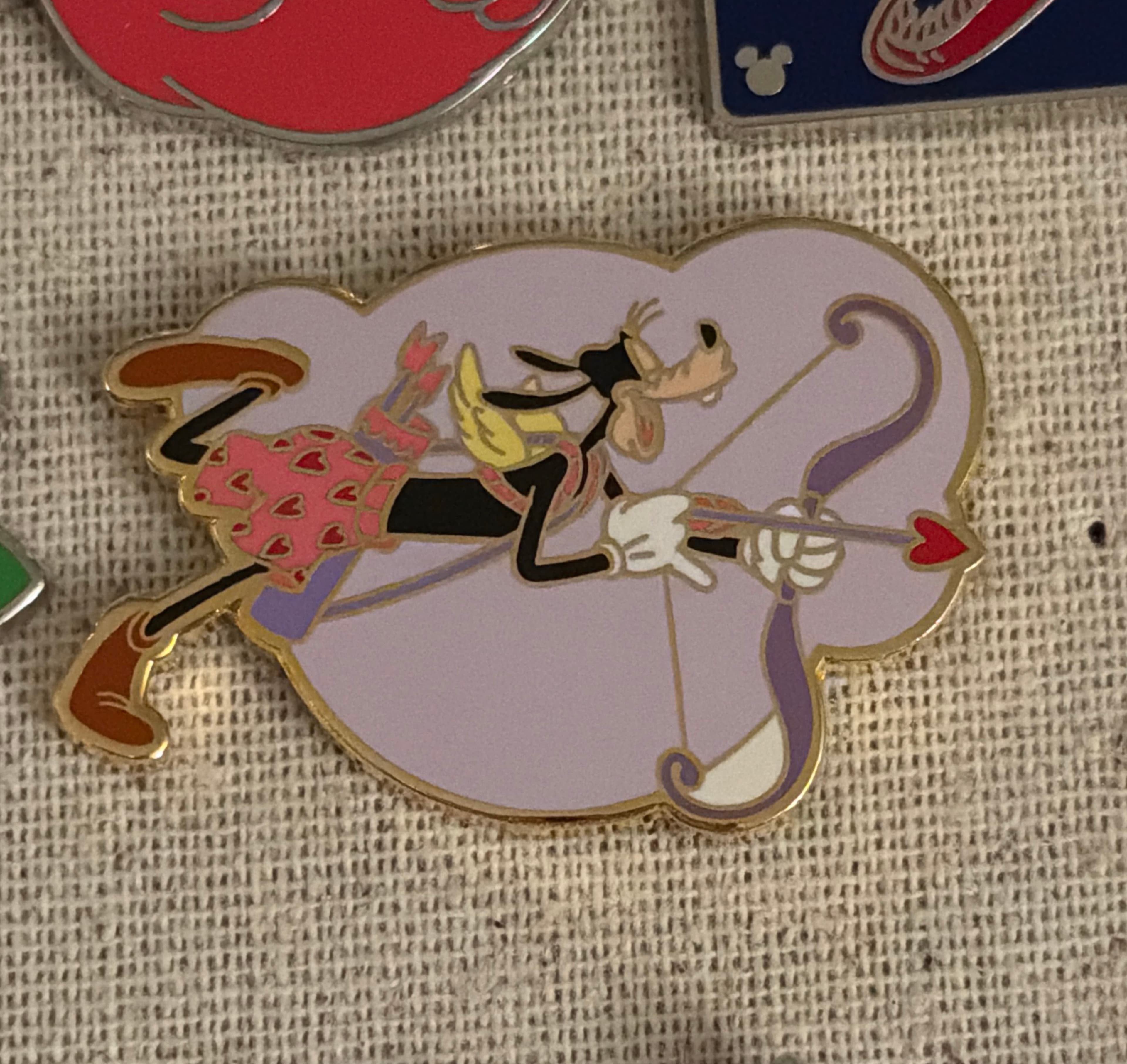 Cupid Goofy Valentine Pin front