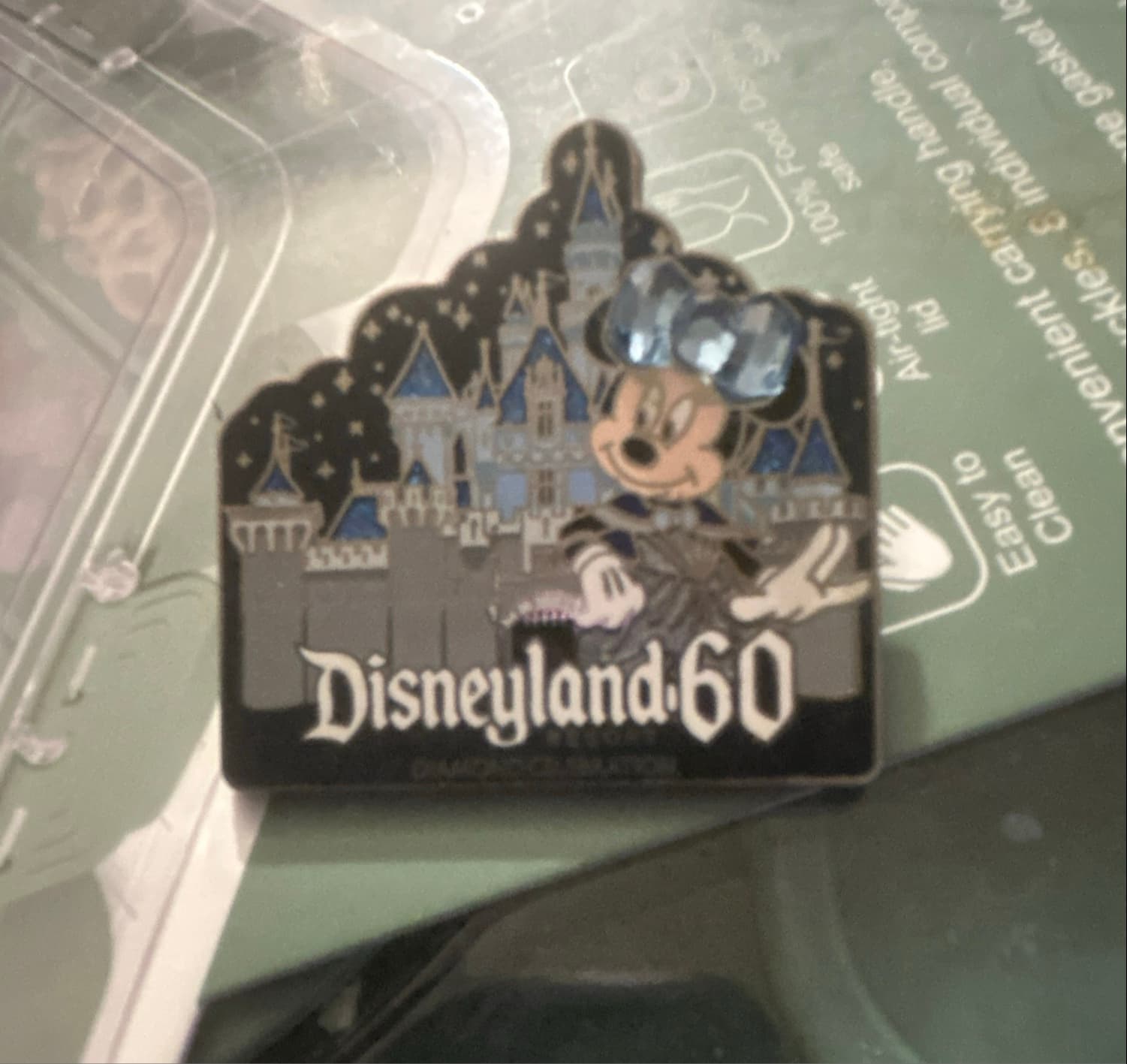 Disneyland 60th Anniversary Diamond Celebration Pin Minnie Mouse at Sleeping Beauty Castle front