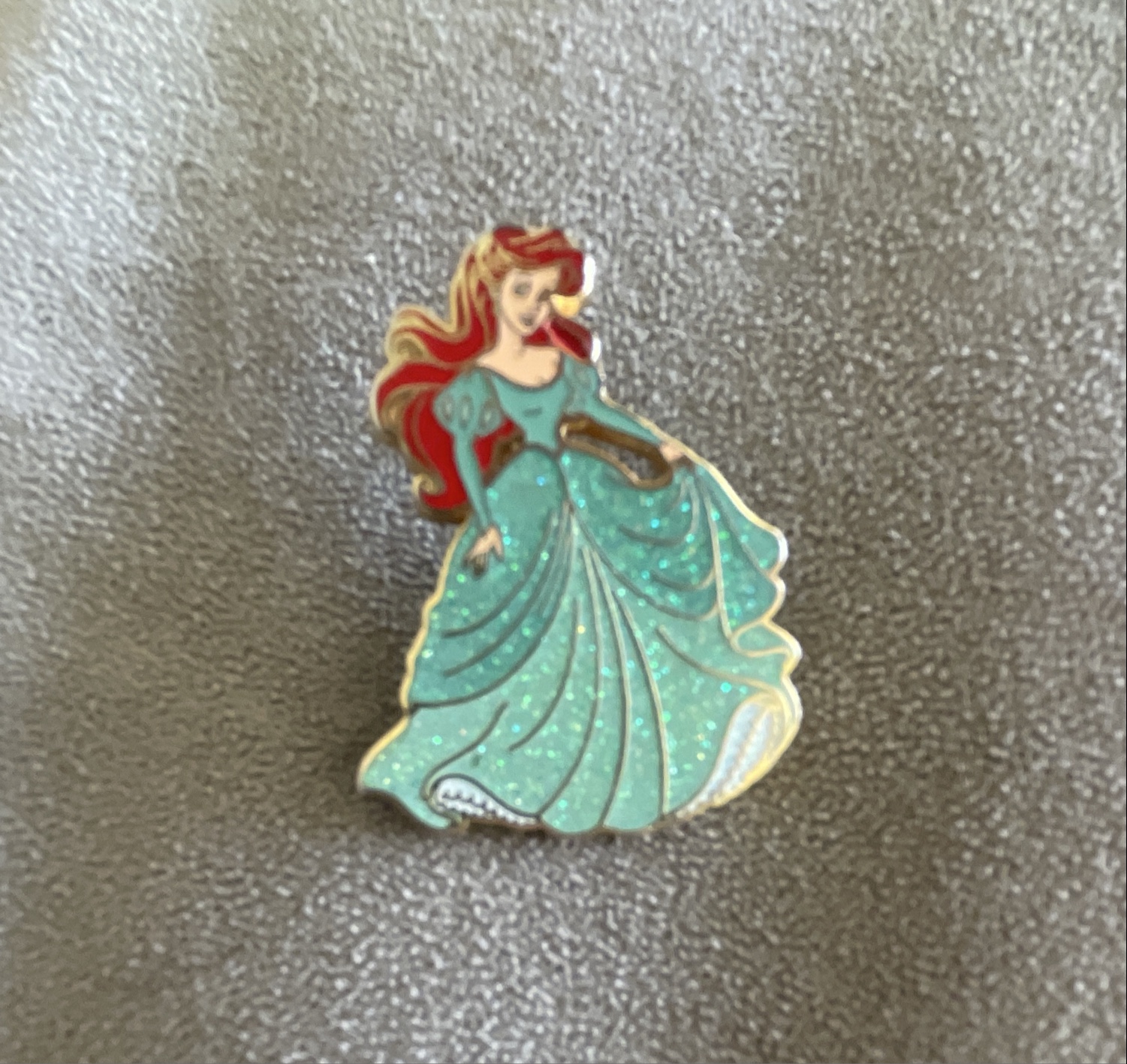 Disney 2009 The Little Mermaid Ariel Sparkle Glitter Dress Pin front