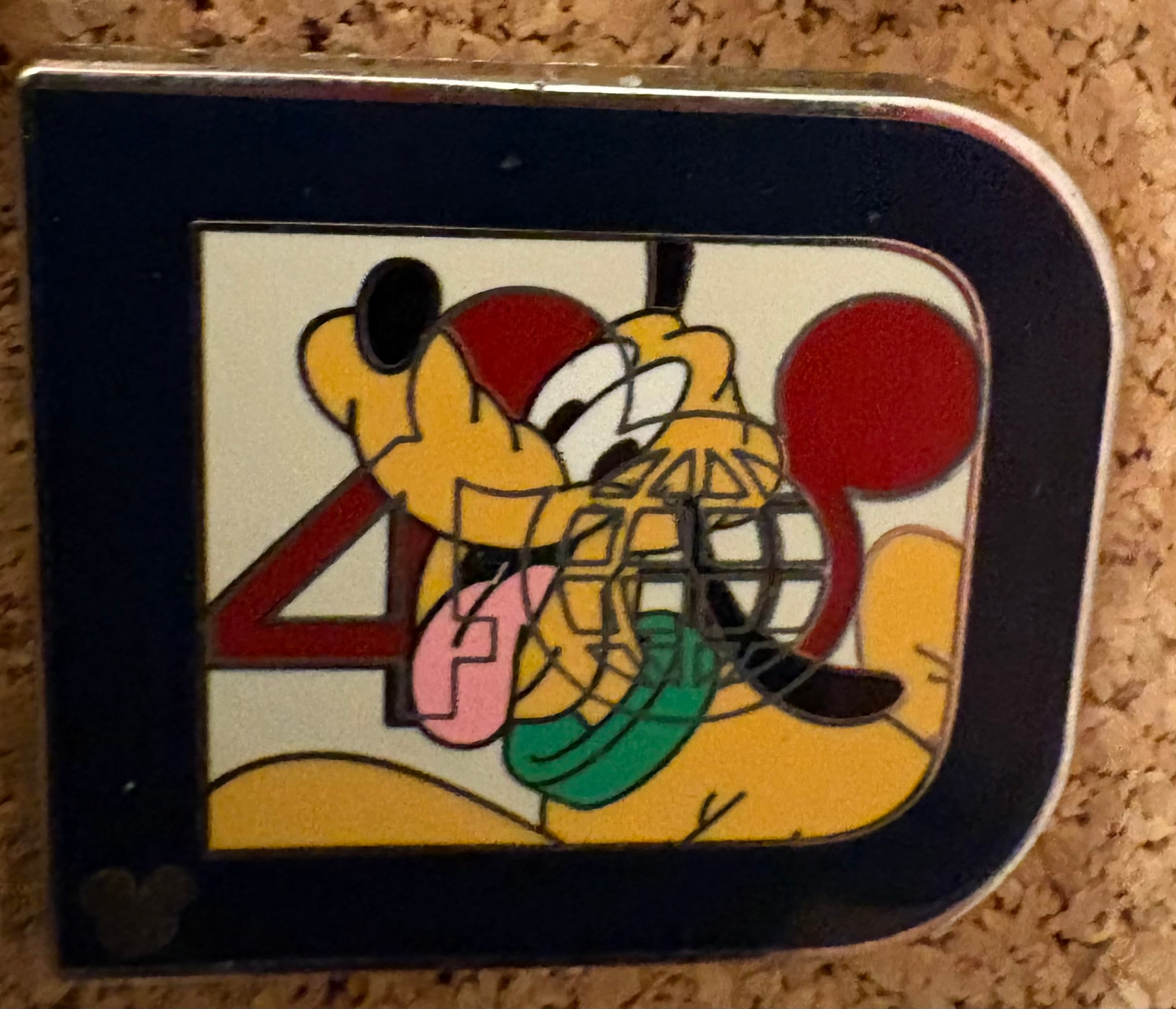 Pluto 40th Anniversary Classic D Hidden Mickey Pin front