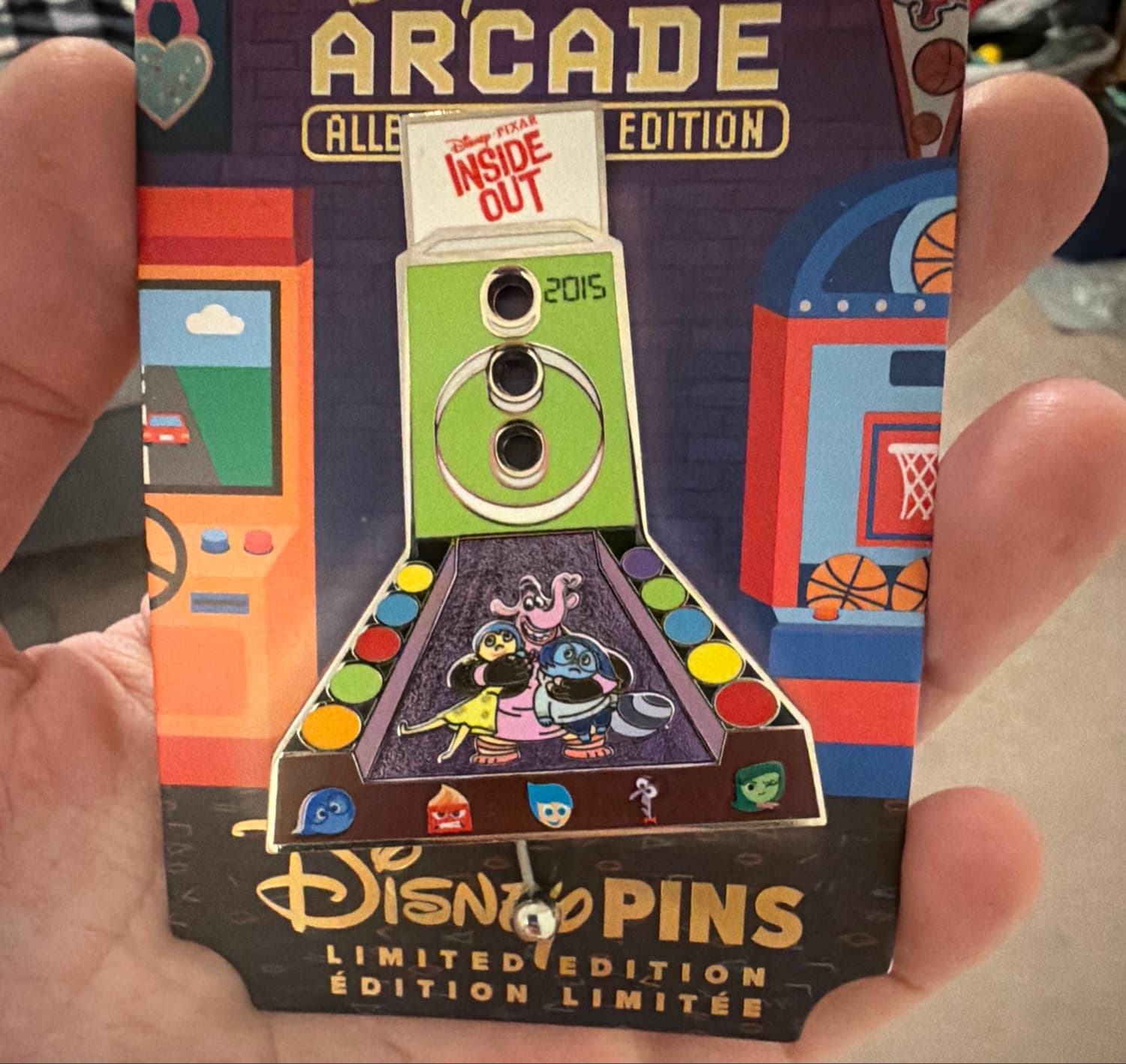 Disney Arcade Alley Bowler Edition Inside Out Limited Edition Pin front