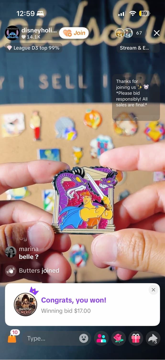 Hercules and Hydra Pin front